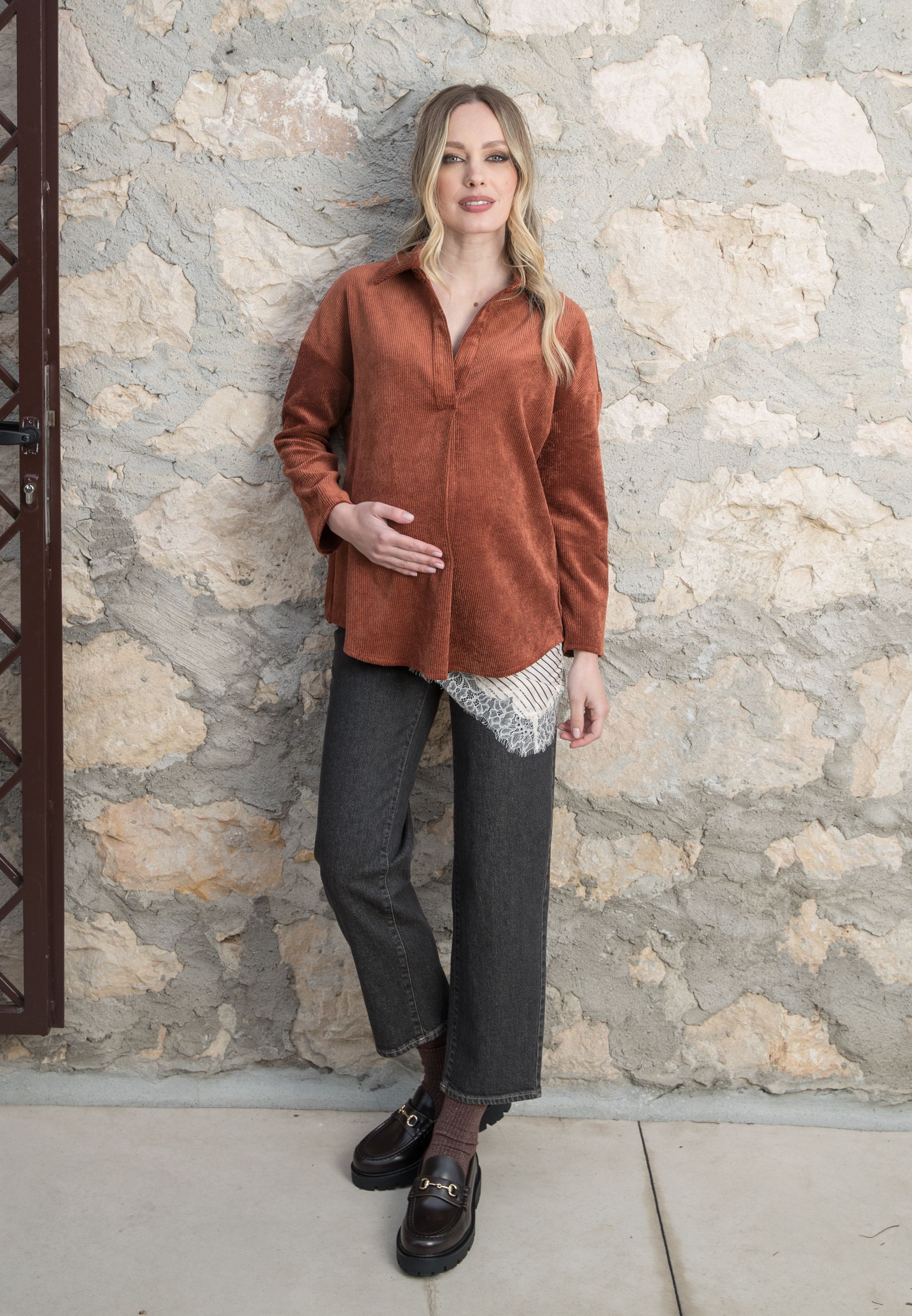 RHIANNA - Jeans Premaman Balloon Fit (Fango, XS)