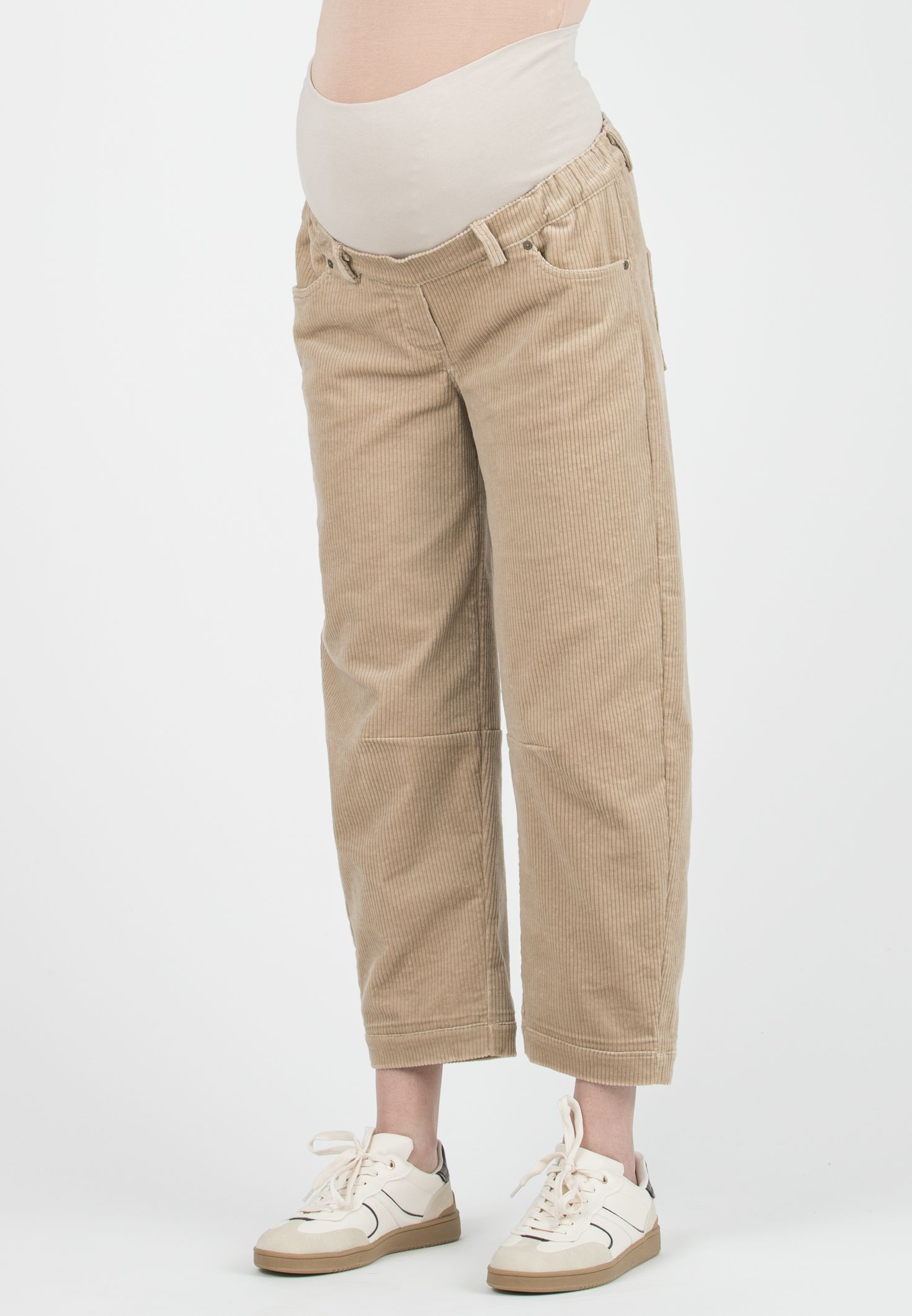 BRODY V - Pantalone Premaman in Velluto a Costine Ballon Fit (Ecru')