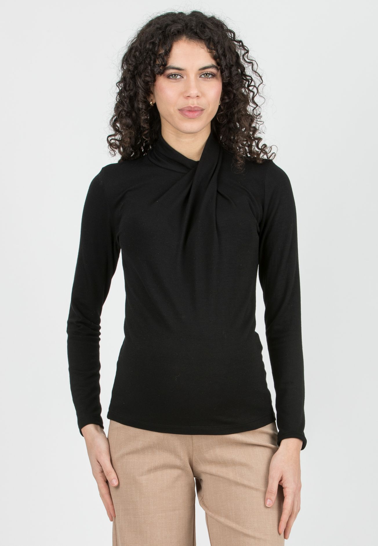 MARINA - Maglia Premaman in Viscosa con Collo Incrociato (Nero)
