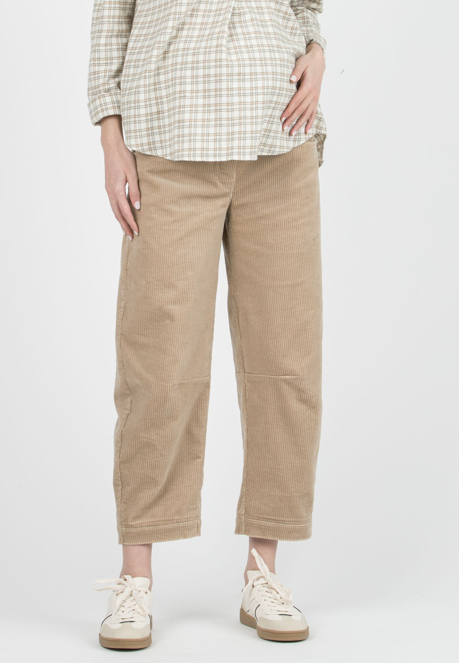 BRODY V - Pantalone Premaman in Velluto a Costine Ballon Fit (Ecru')