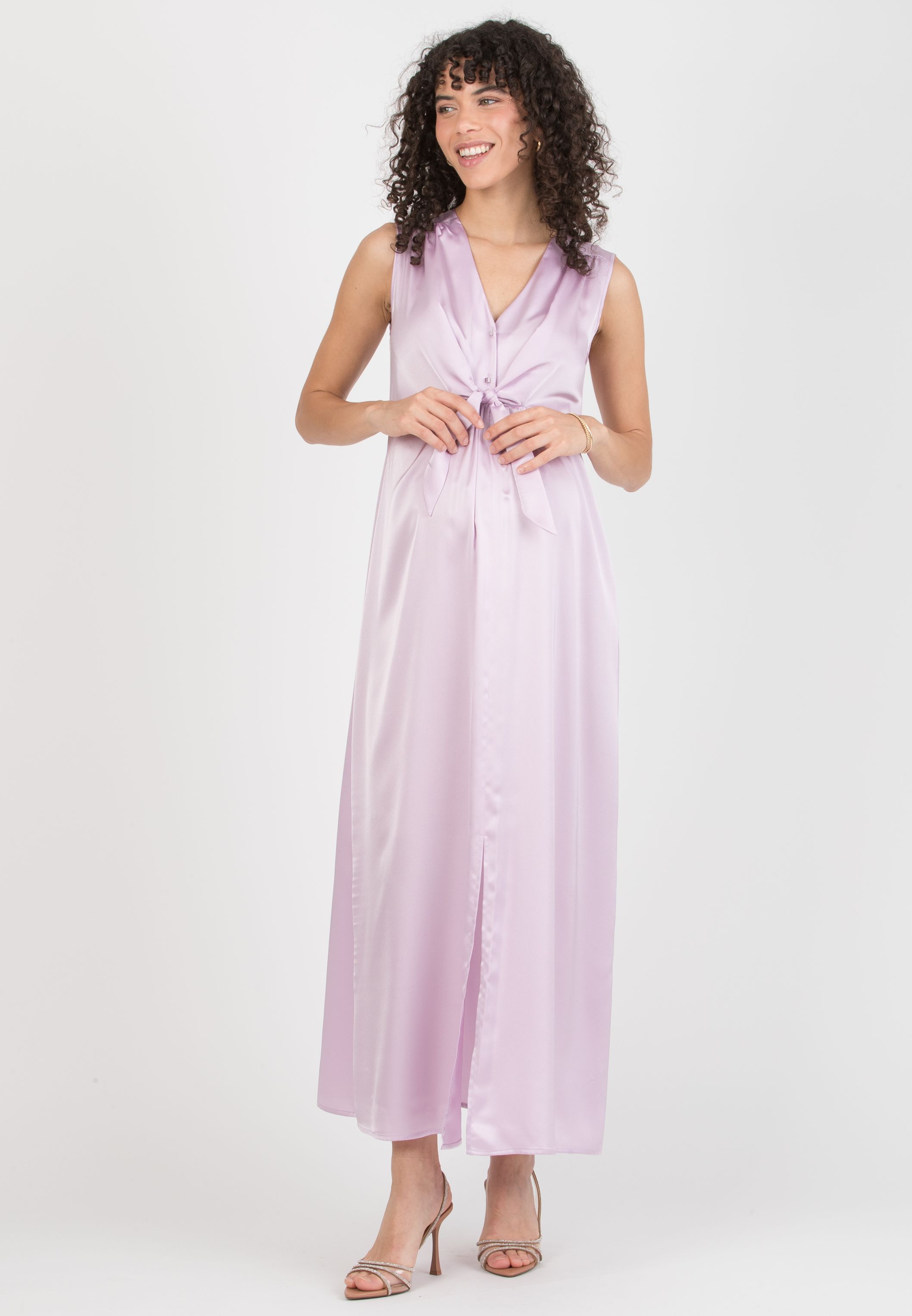 BELEN MAXI - Satin Maternity & Nursing Maxi Dress (Glicine)