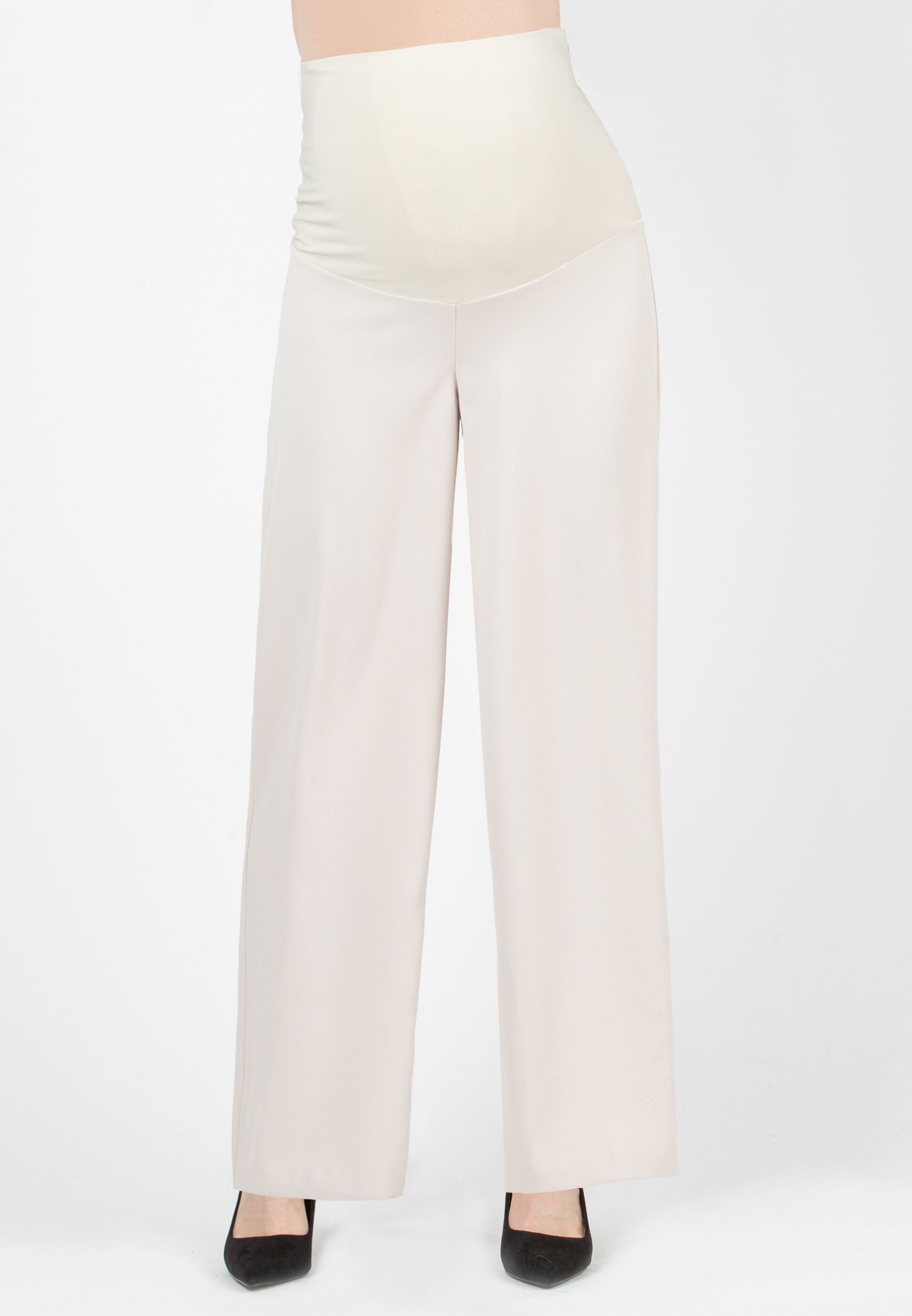 KIMBERLY - Pantalone Premaman Palazzo in Cadì (Naturale, XS)