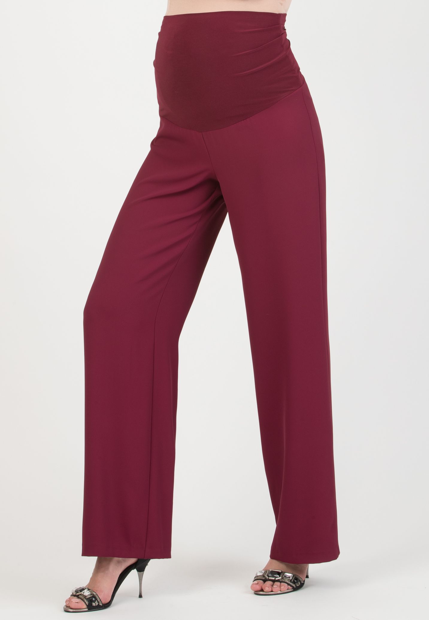 KIMBERLY – Maternity Palazzo Trousers in Cady (Bordeaux)