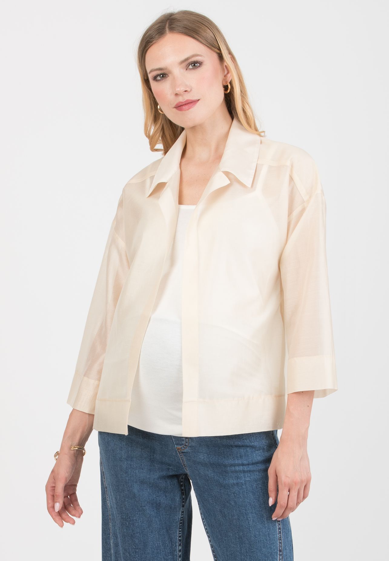 COCO – Camicia Premaman Trasparente in Lyocell (Beige, XS)