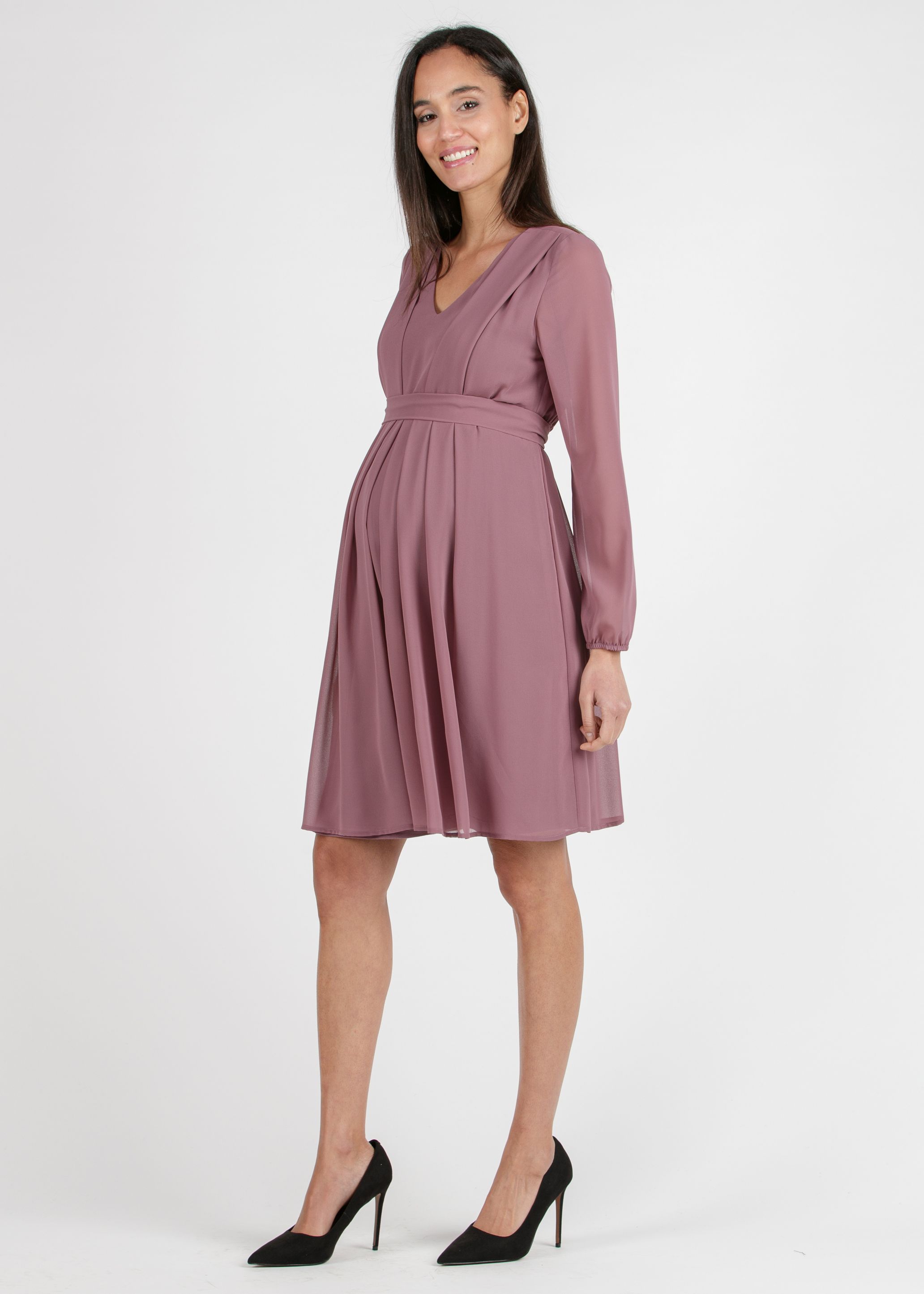 SARA - Abito Premaman & Allattamento in Chiffon (Cipolla, XS)