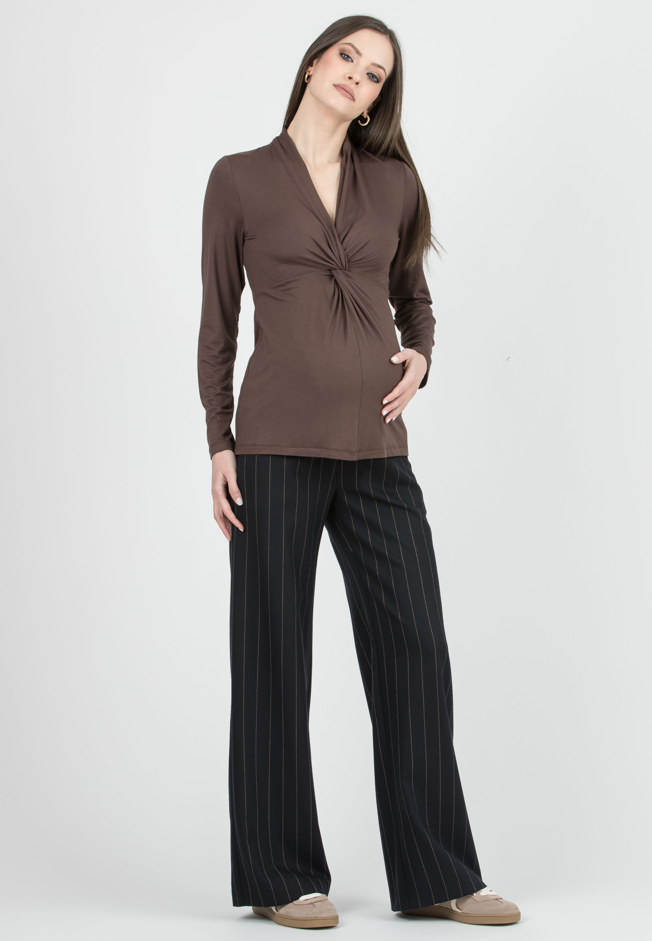 WINONA G - Maternity Pinstripe Palazzo Trousers (Blu)
