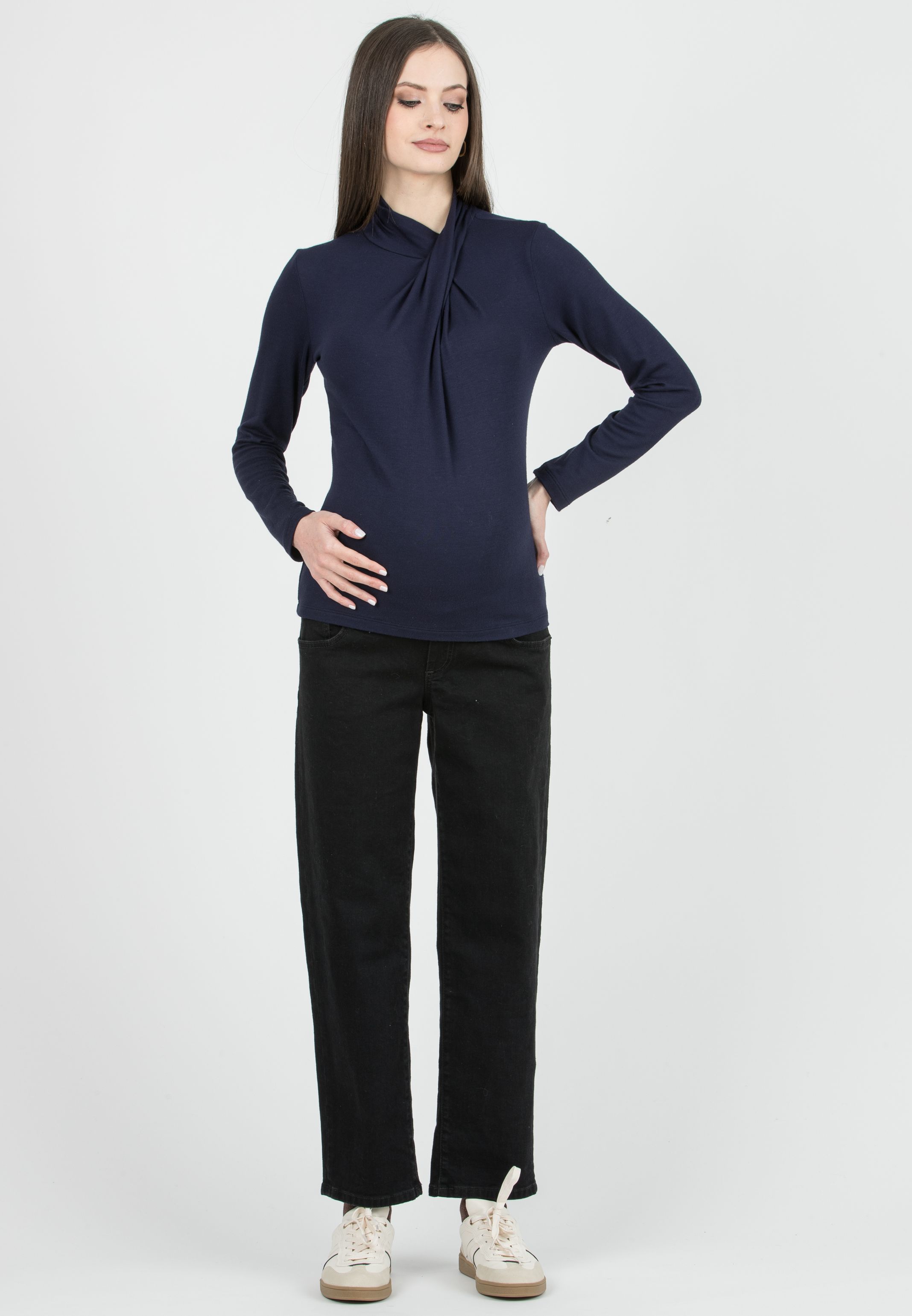 MARINA - Maglia Premaman in Viscosa con Collo Incrociato (Blu)