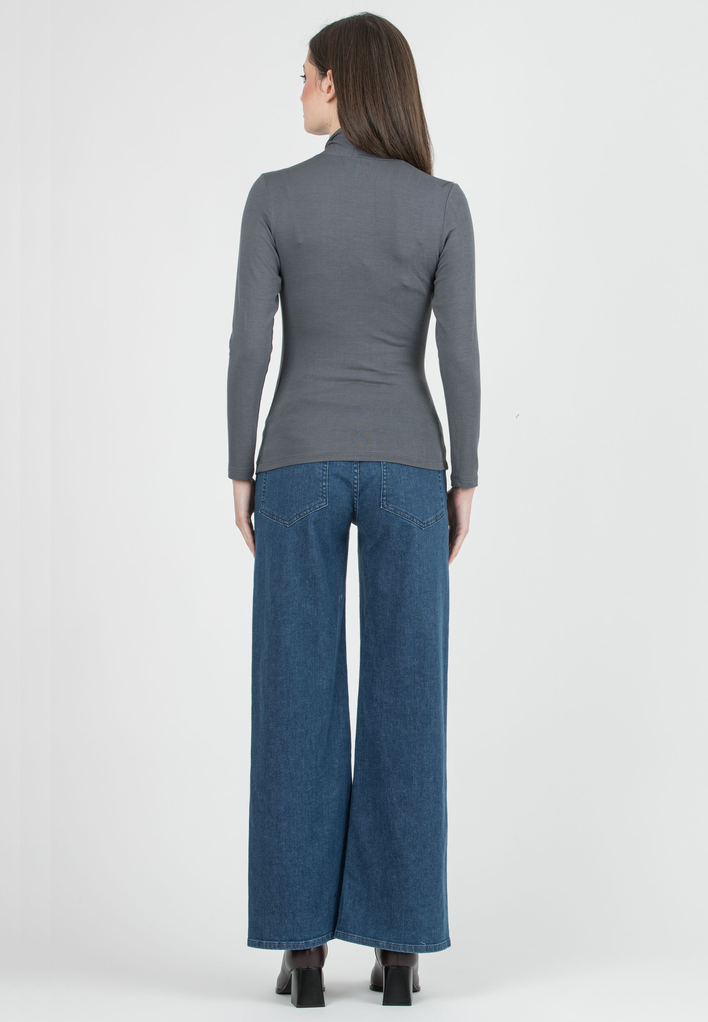MARINA - Maglia Premaman in Viscosa con Collo Incrociato (Grigio Medio, XS)