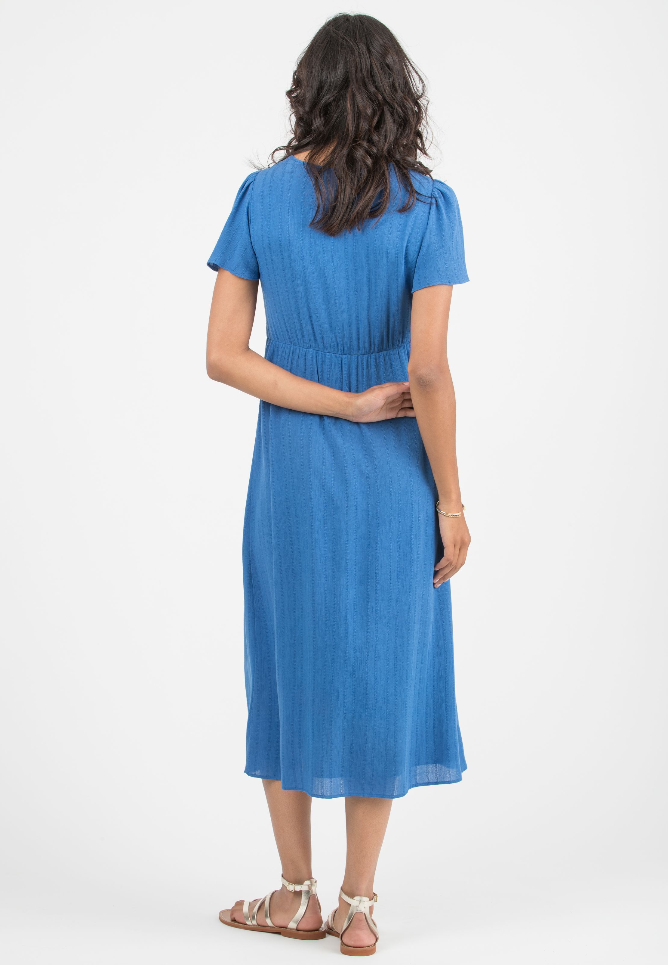 RAYA - Abito Premaman & Allattamento in Leggera Viscosa Ricamata (Blu Cina, XS)