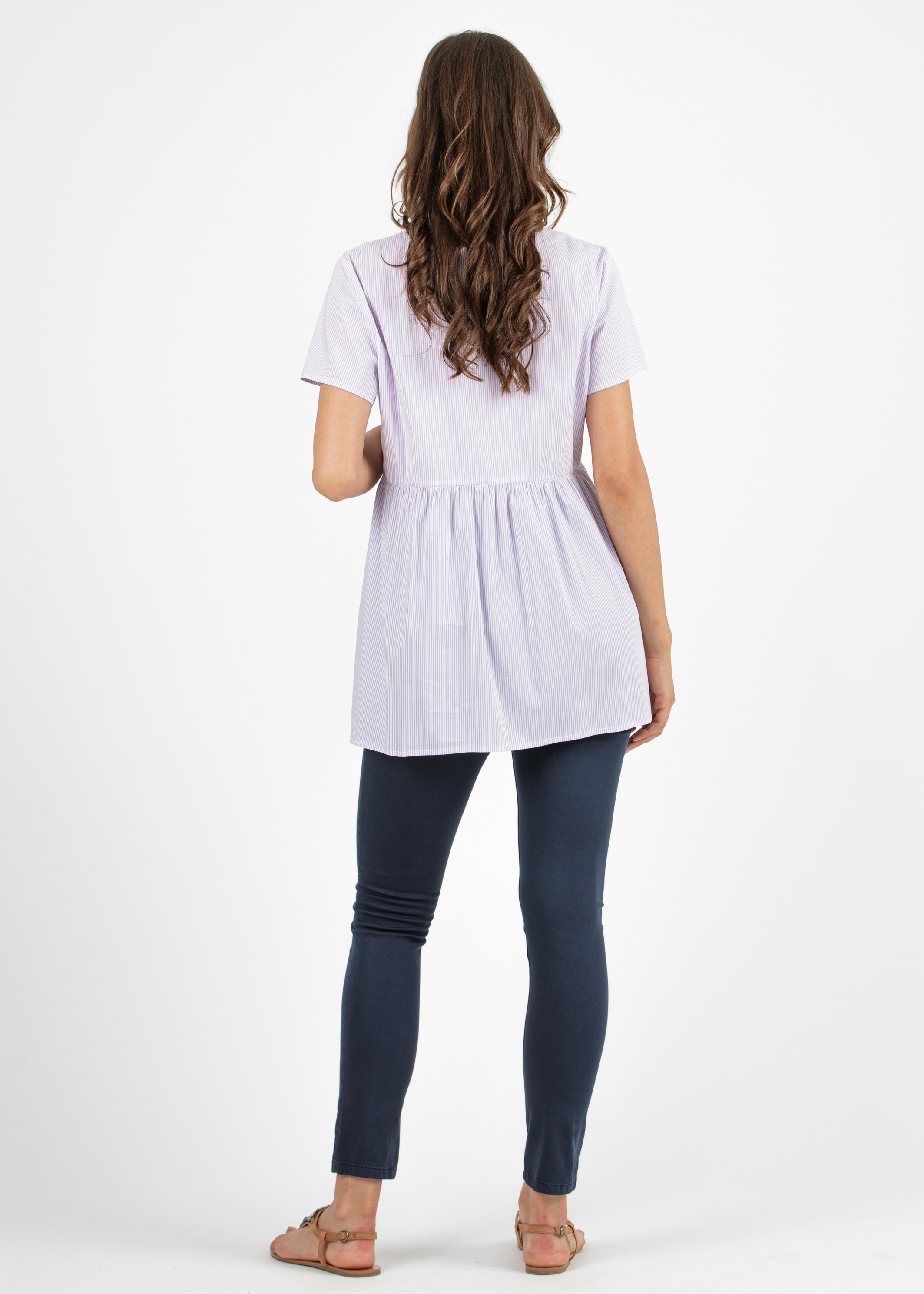 Striped Maternity & Nursing Blouse in Poplin (Glicine)