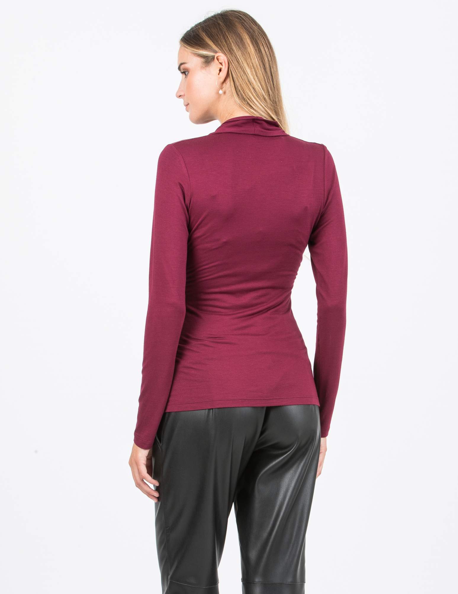 JENNIFER - Maternity & Nursing Top with Crossover Neckline (Plum, XS)