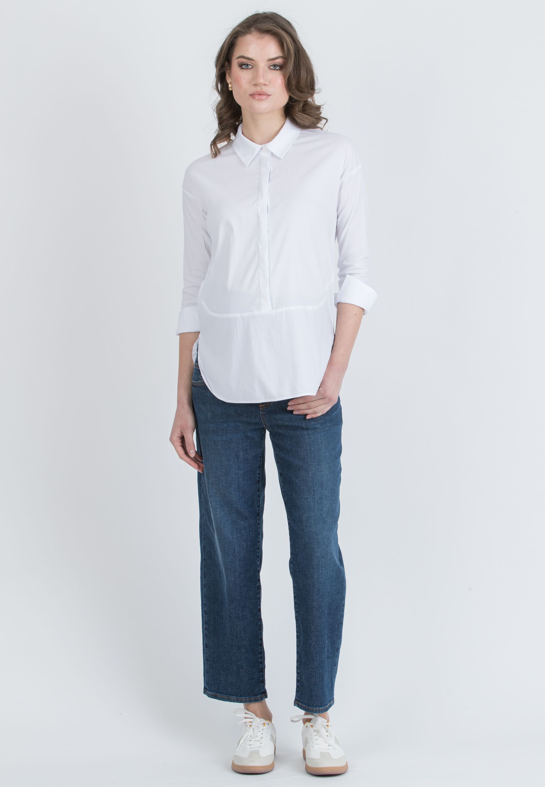 BEATRICE - Overhead Maternity & Nursing Shirt with Round Hems (Bianco  Ottico)