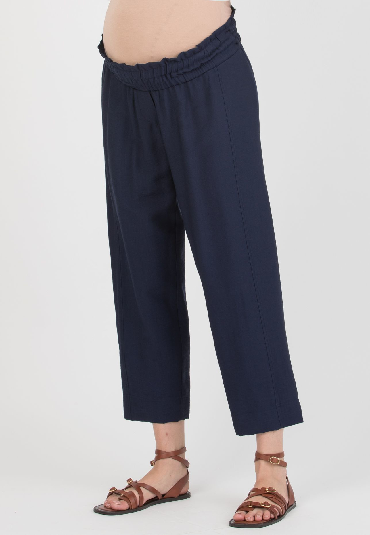 JADEN – Maternity Viscose Trousers with Elastic Waist (Blu)