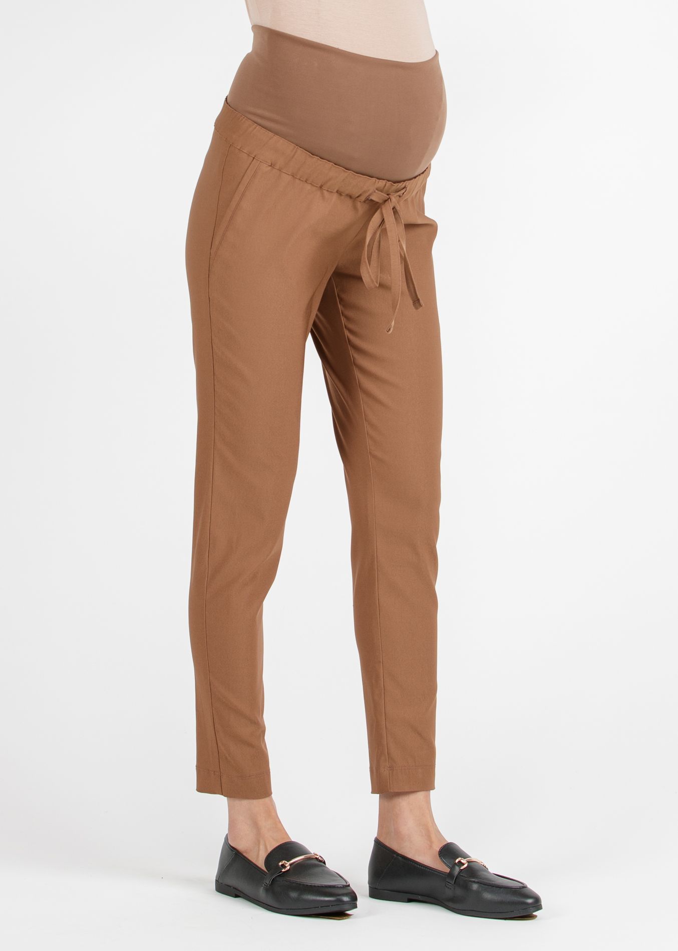 ARIEL - Pantalone Premaman in Bengalina Super-Stretch (Caramello, XS)
