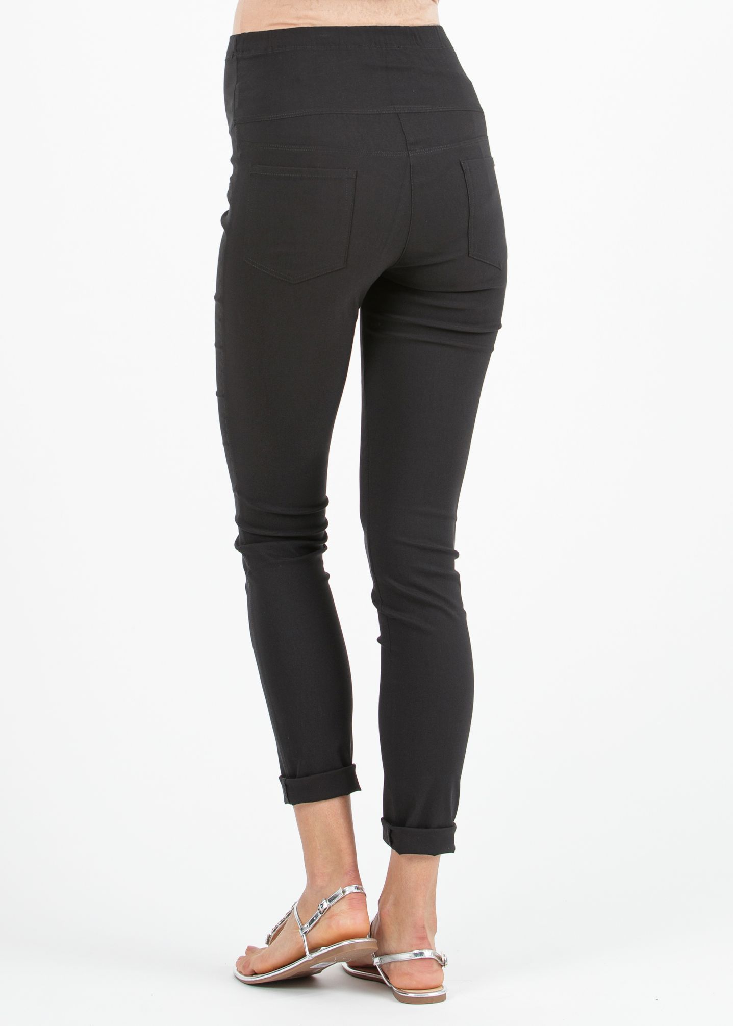 EBONY - Pantalone Premaman Skinny in Bengalina Super-Stretch (Nero, XXS)