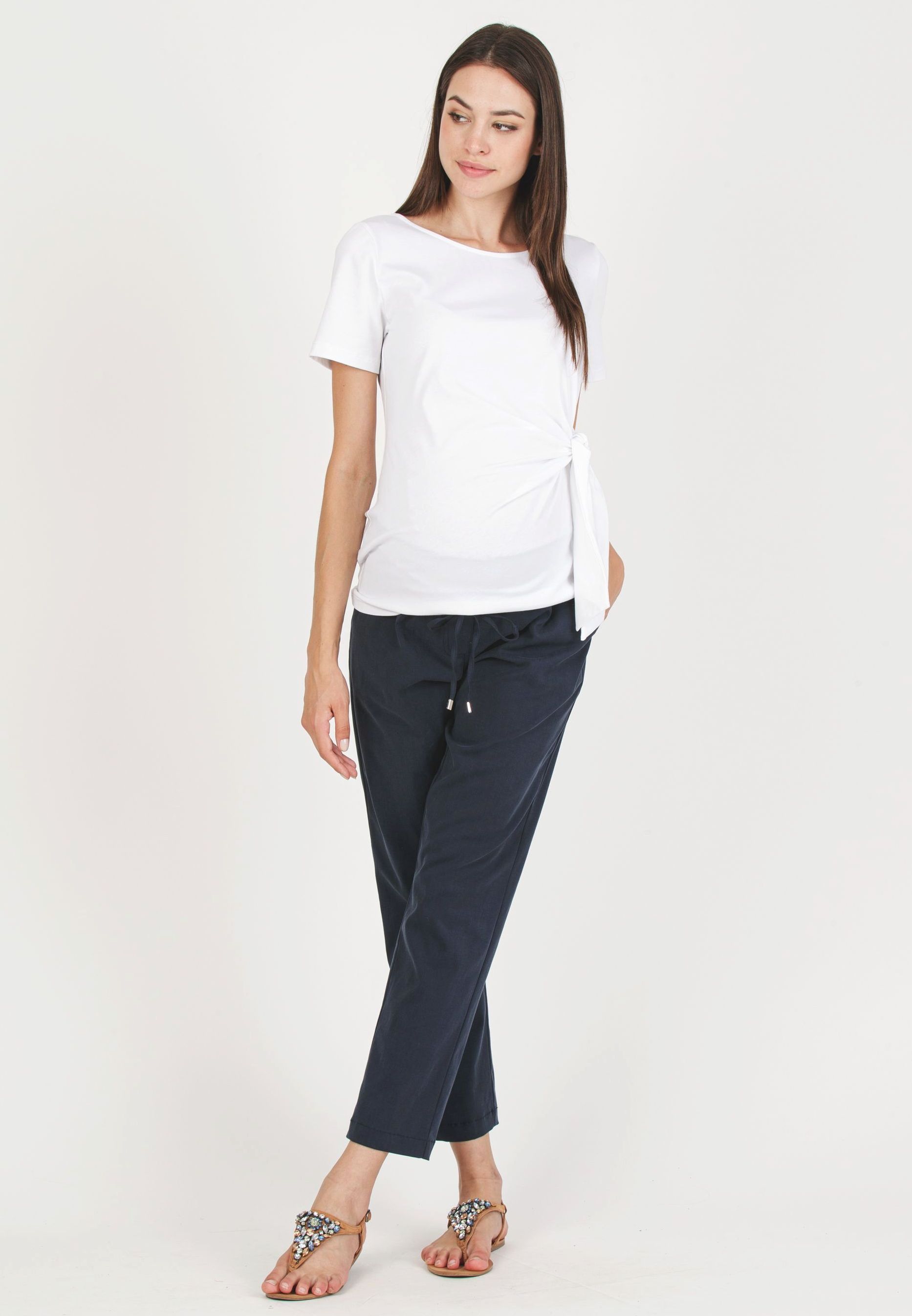STEPH - Maternity Trousers in Soft Tencel Gabardine (Blue, XS)