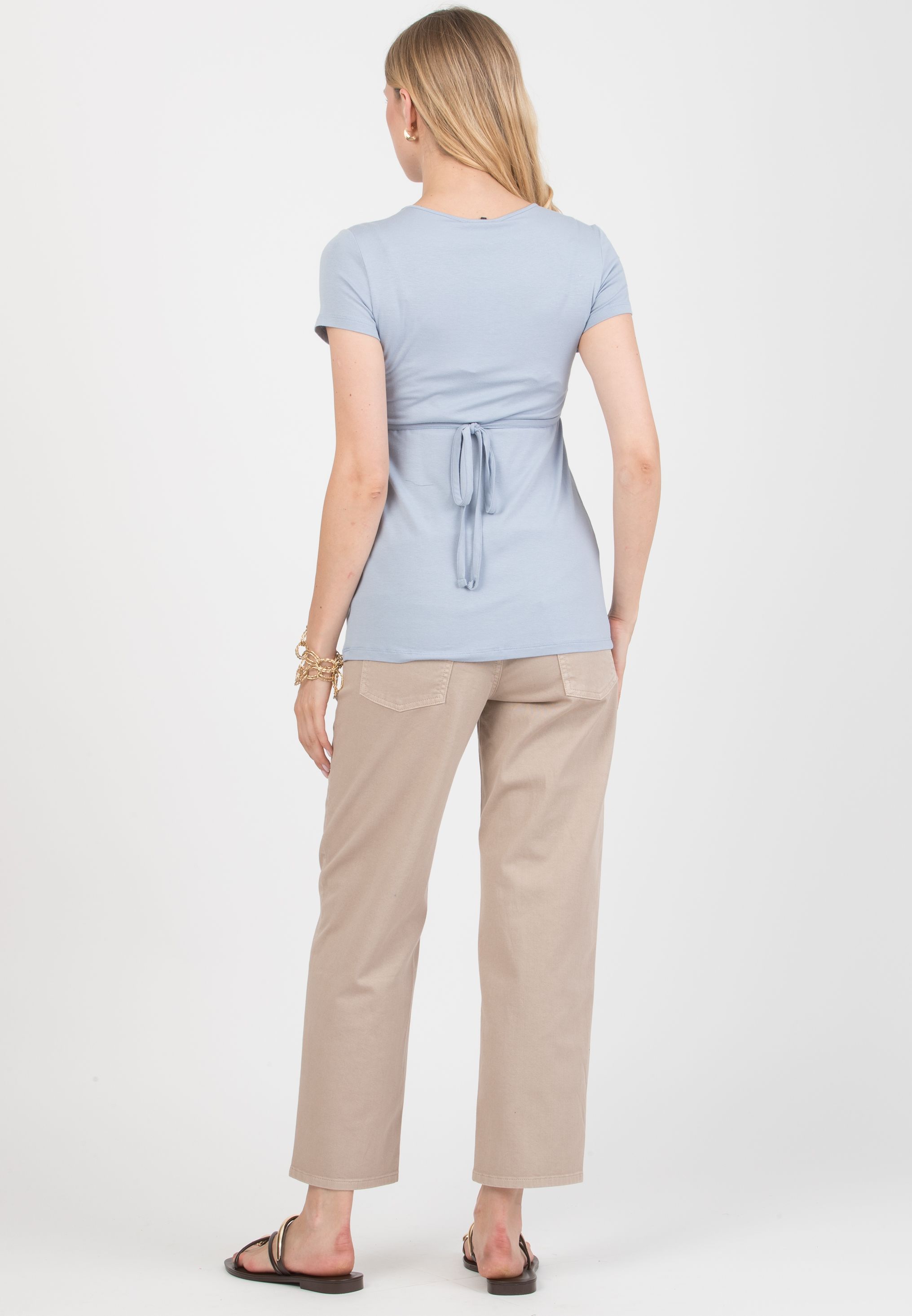 MARGHERITA - Maternity and Nursing Crossover T-shirt with String (Grigio Perla)