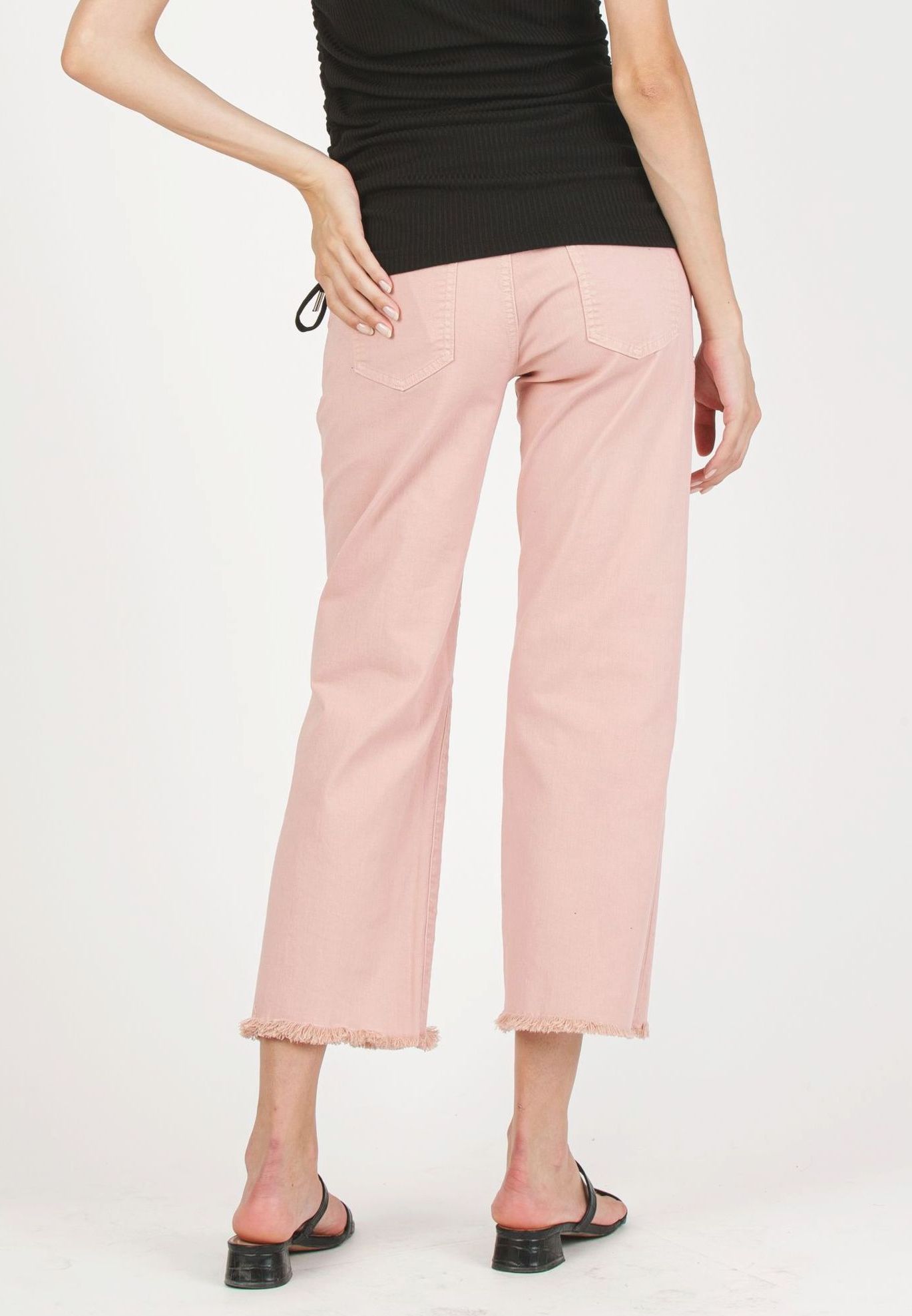 GIADA - Colorful Maternity Straight Jeans with Fringed Hem (Rosa)