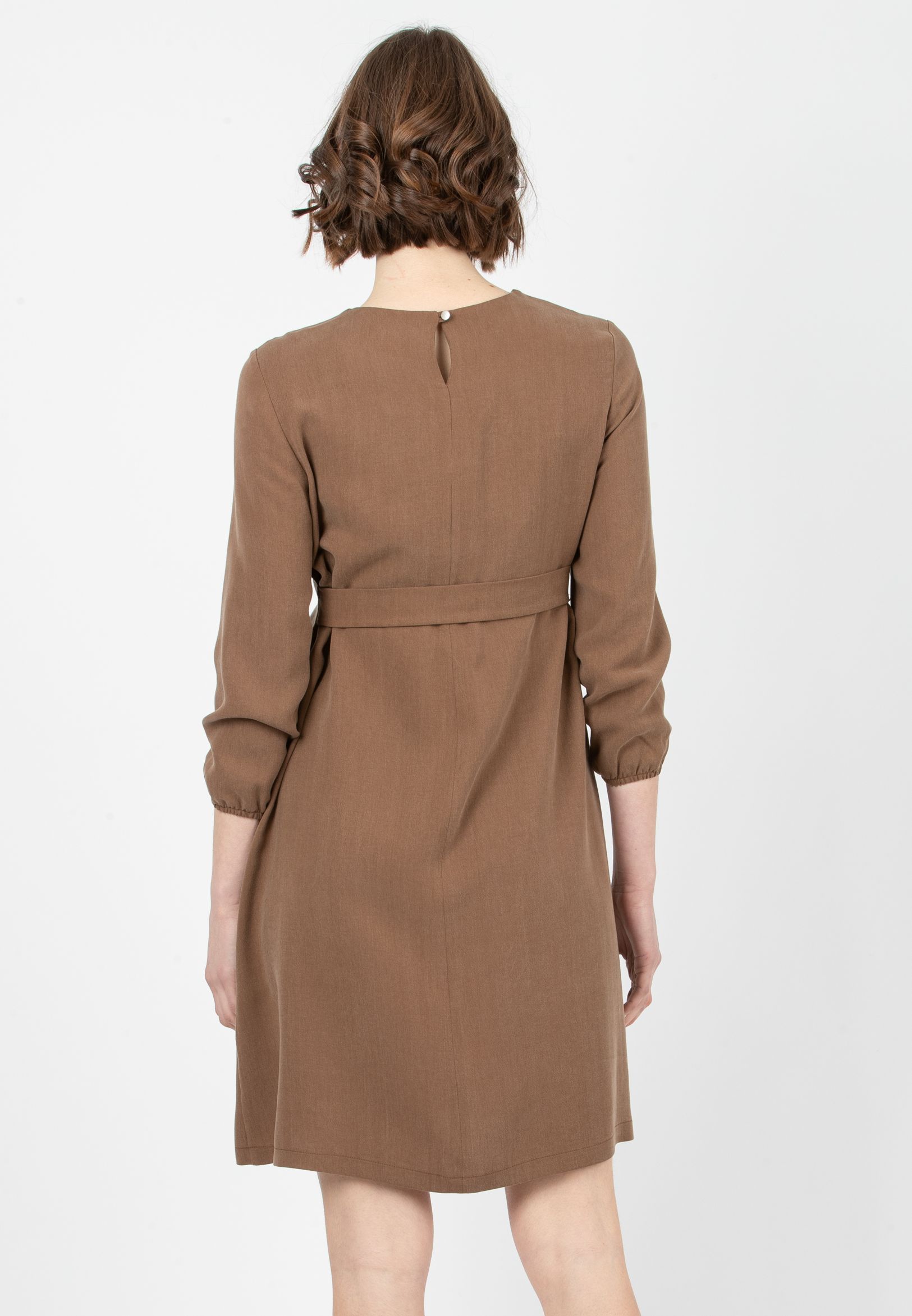 MOLLY - Tencel Maternity Dress with Wrapped Skirt (Tabacco, XS)