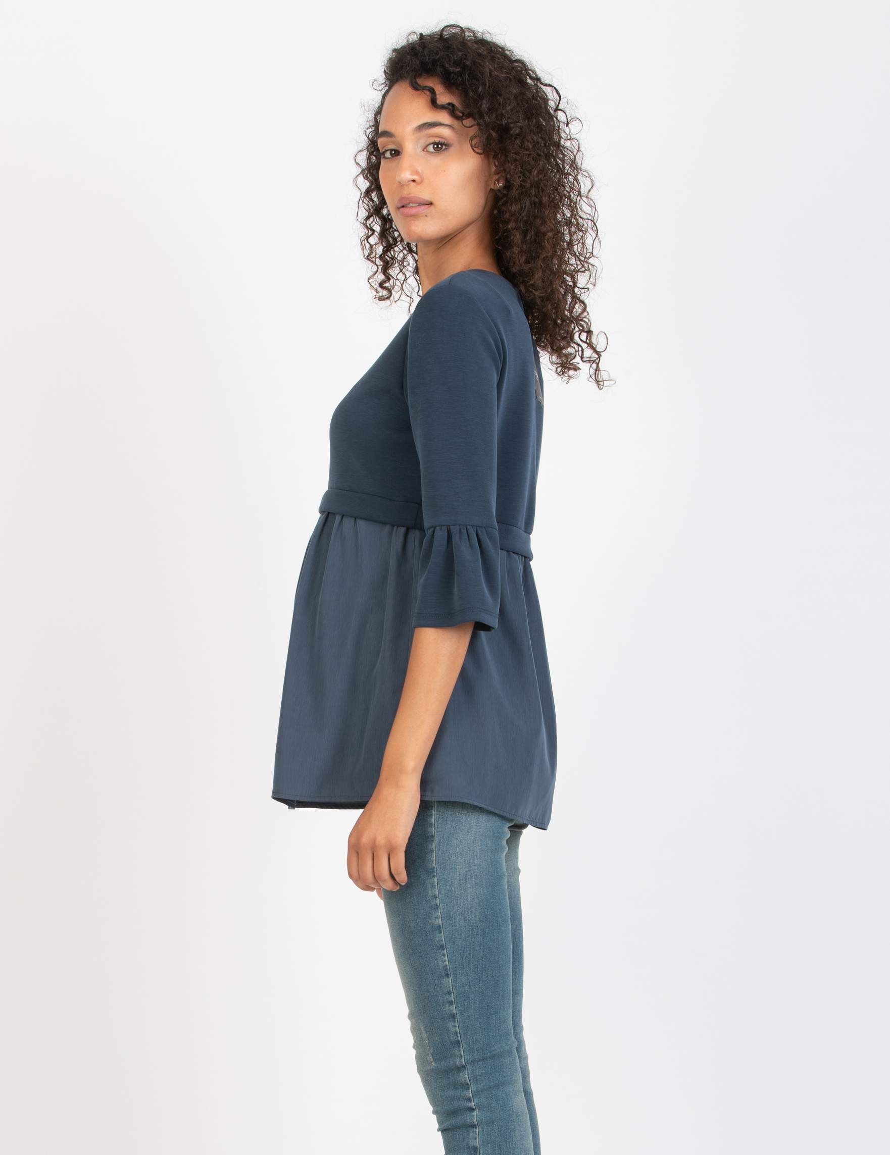 KYLIE - Maglia Premaman & Allattamento in Modal e Raso (Denim, XS)