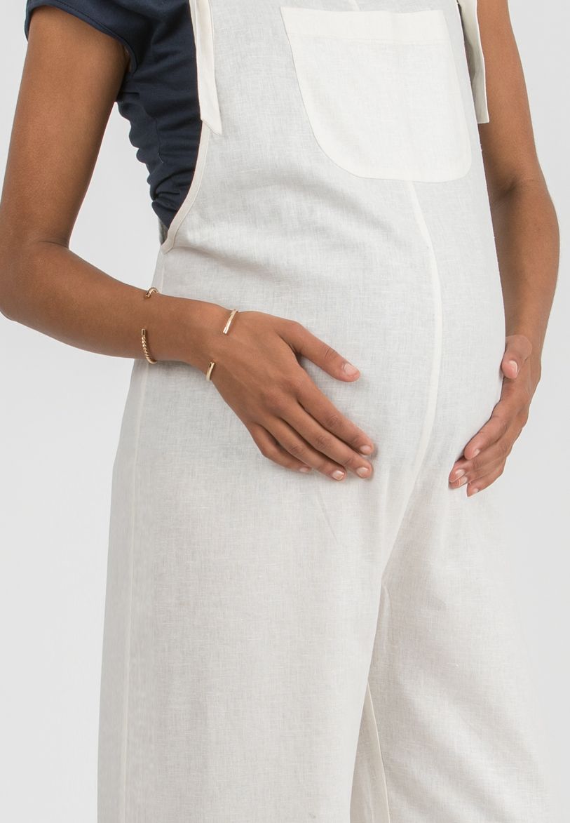BETTA – Linen Maternity Dungaree (Bianco  Ottico)