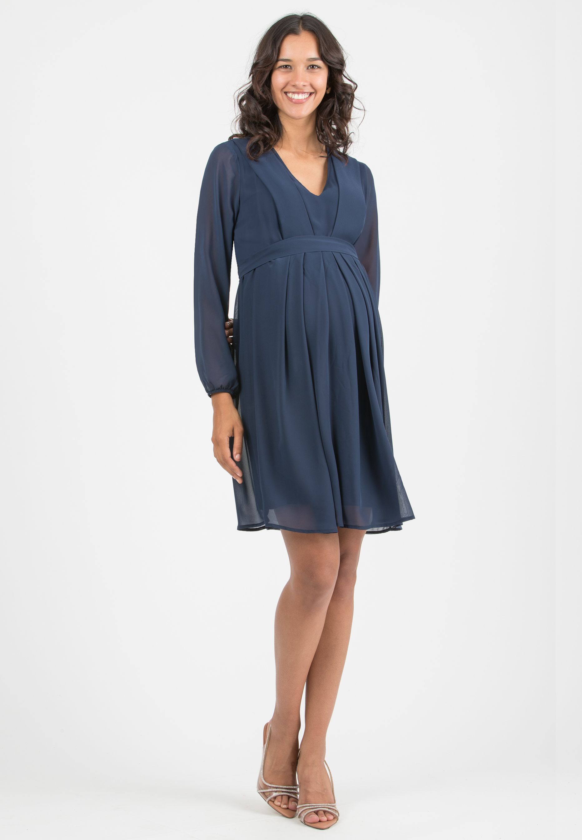 SARA - Abito Premaman & Allattamento in Chiffon (Blu, XS)