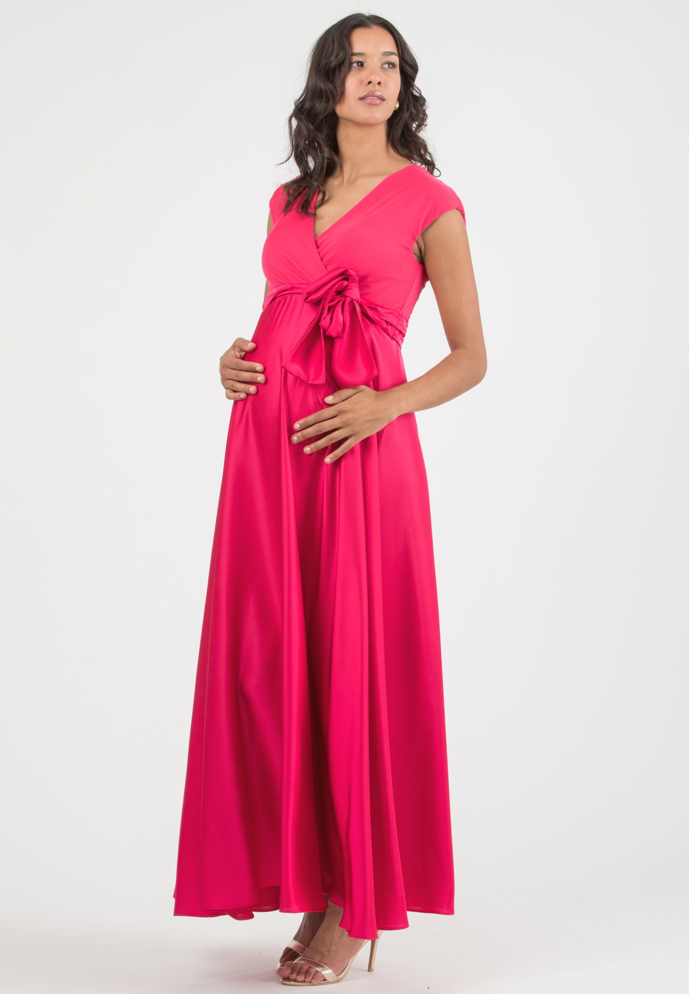LUCREZIA - Maternity & Nursing Maxi Dress with Satin Skirt (Rosso)