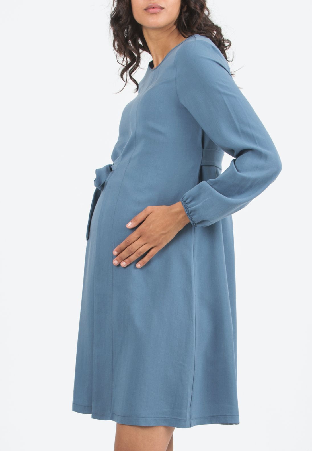 MOLLY - Tencel Maternity Dress with Wrapped Skirt (Denim, XS)