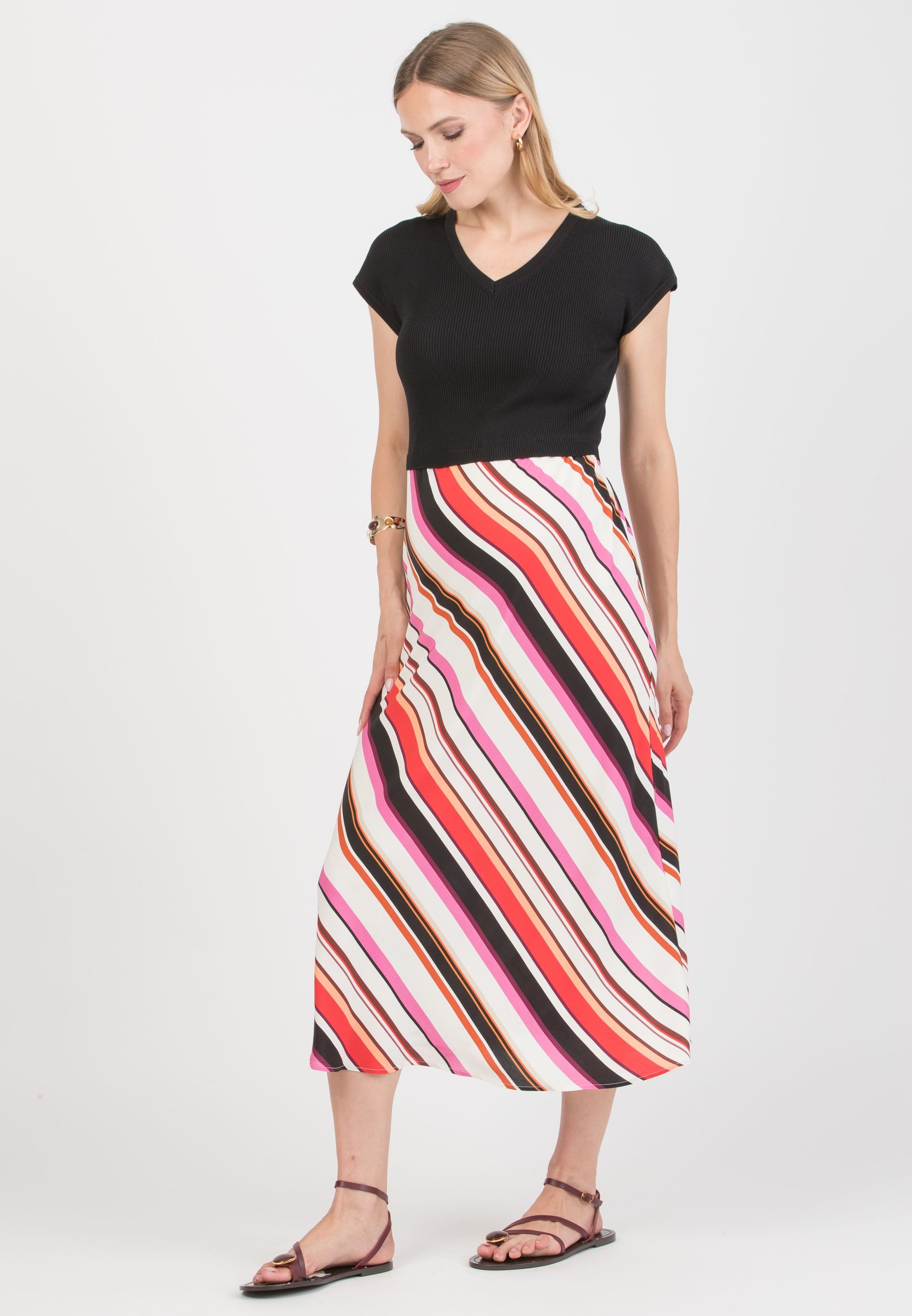 EVELIN - Abito Premaman con Corpino in Maglia e Gonna in Viscosa Sbieca (Nero, XS)