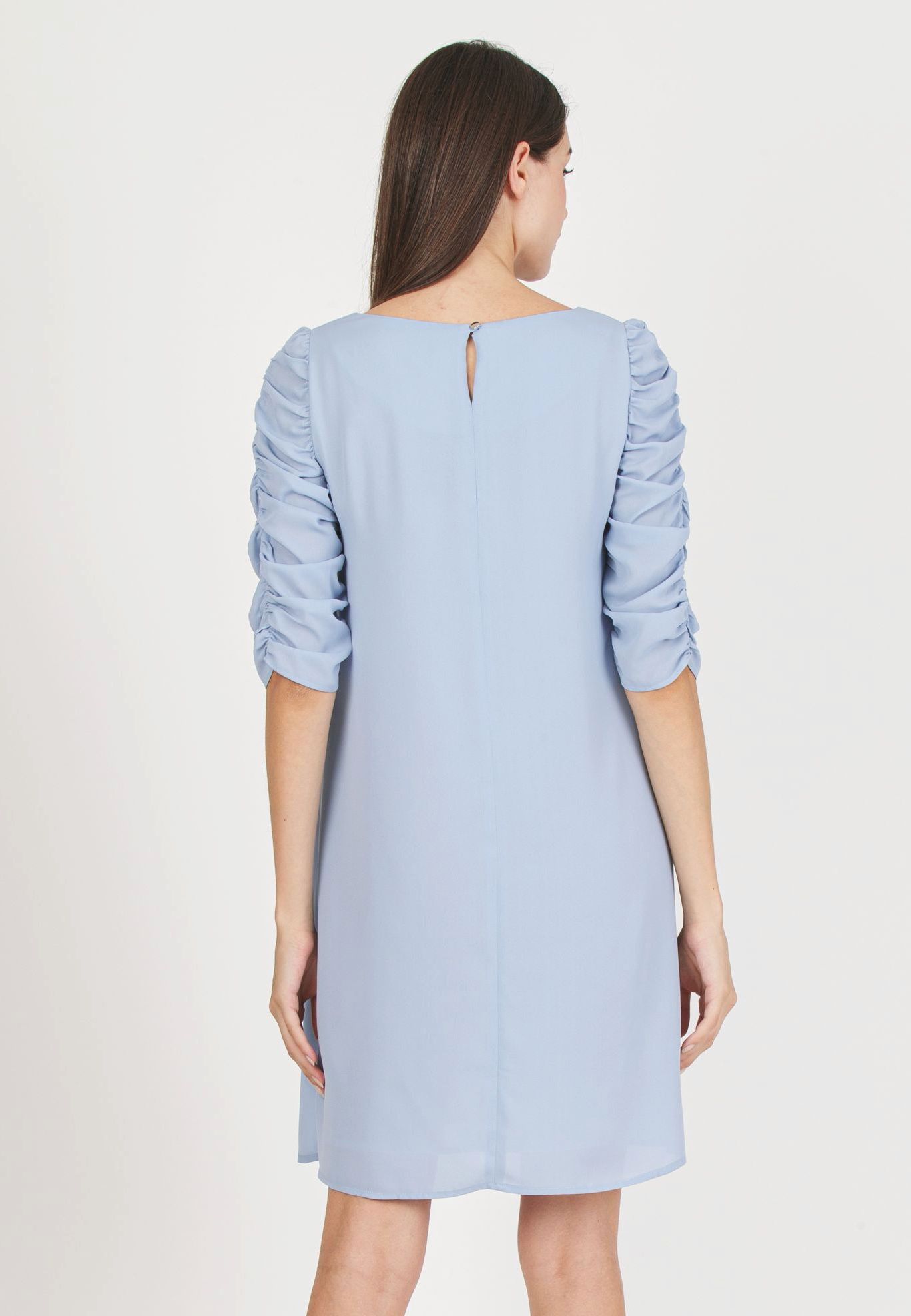 NANCY - Abito Premaman con Manica Arricciata (Grigio Perla, XS)