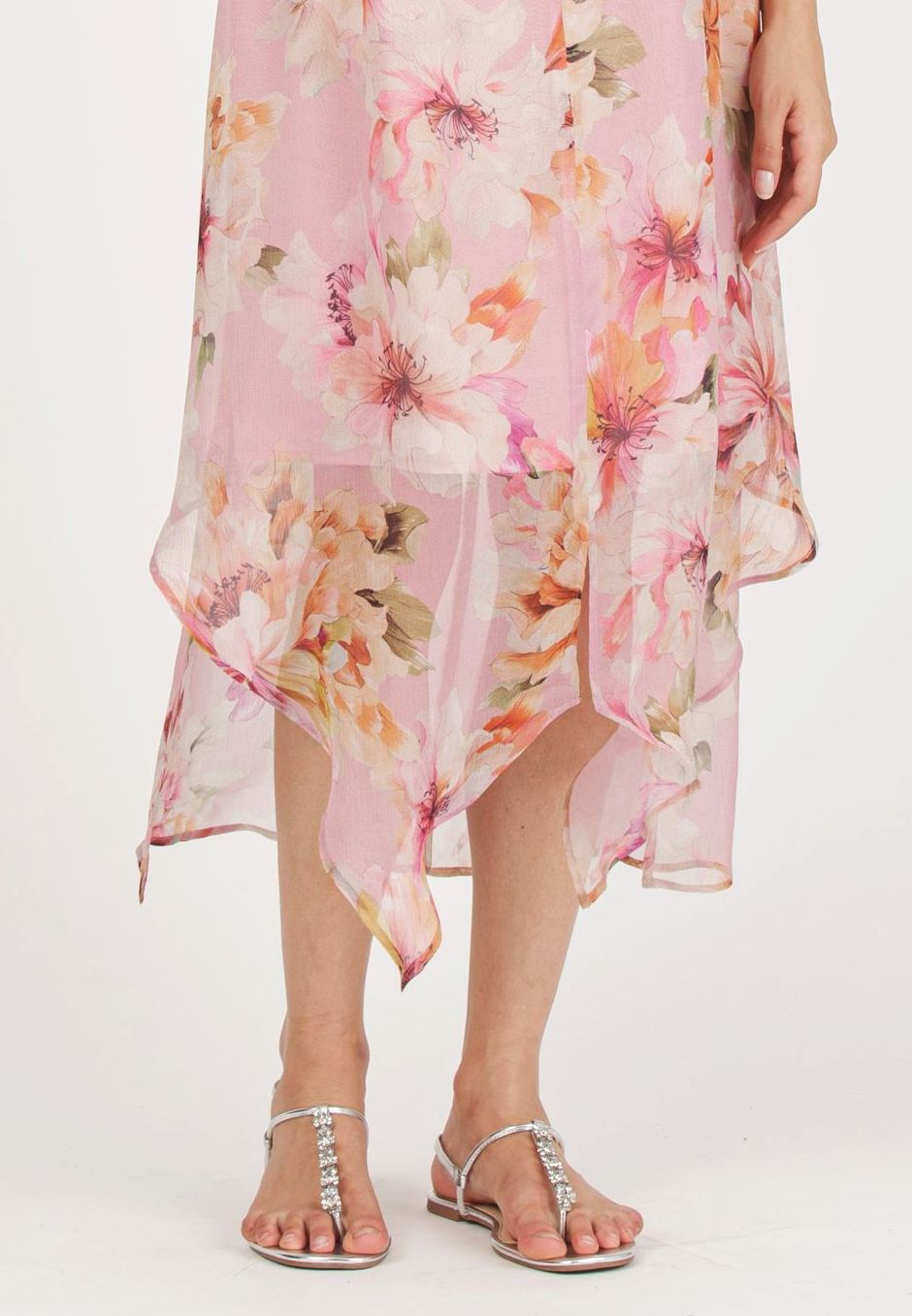 HOLLY - Maternity & Nursing Dress with Crossed Neckline and Asymmetric Hem (Pink, XS)