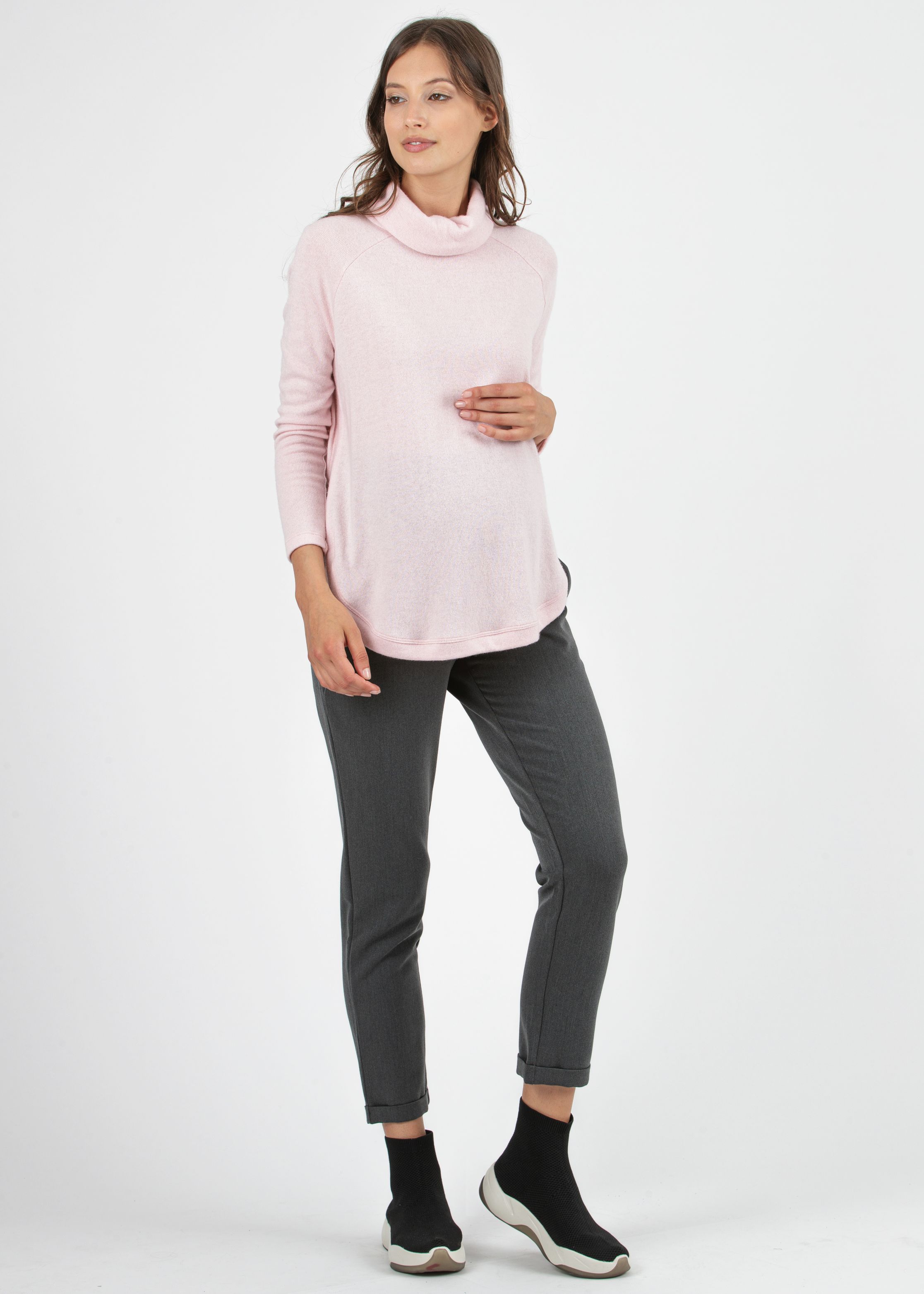 CAROLA - Pantalone Premaman Relax Fit In Gabardina (Antracite, XS)