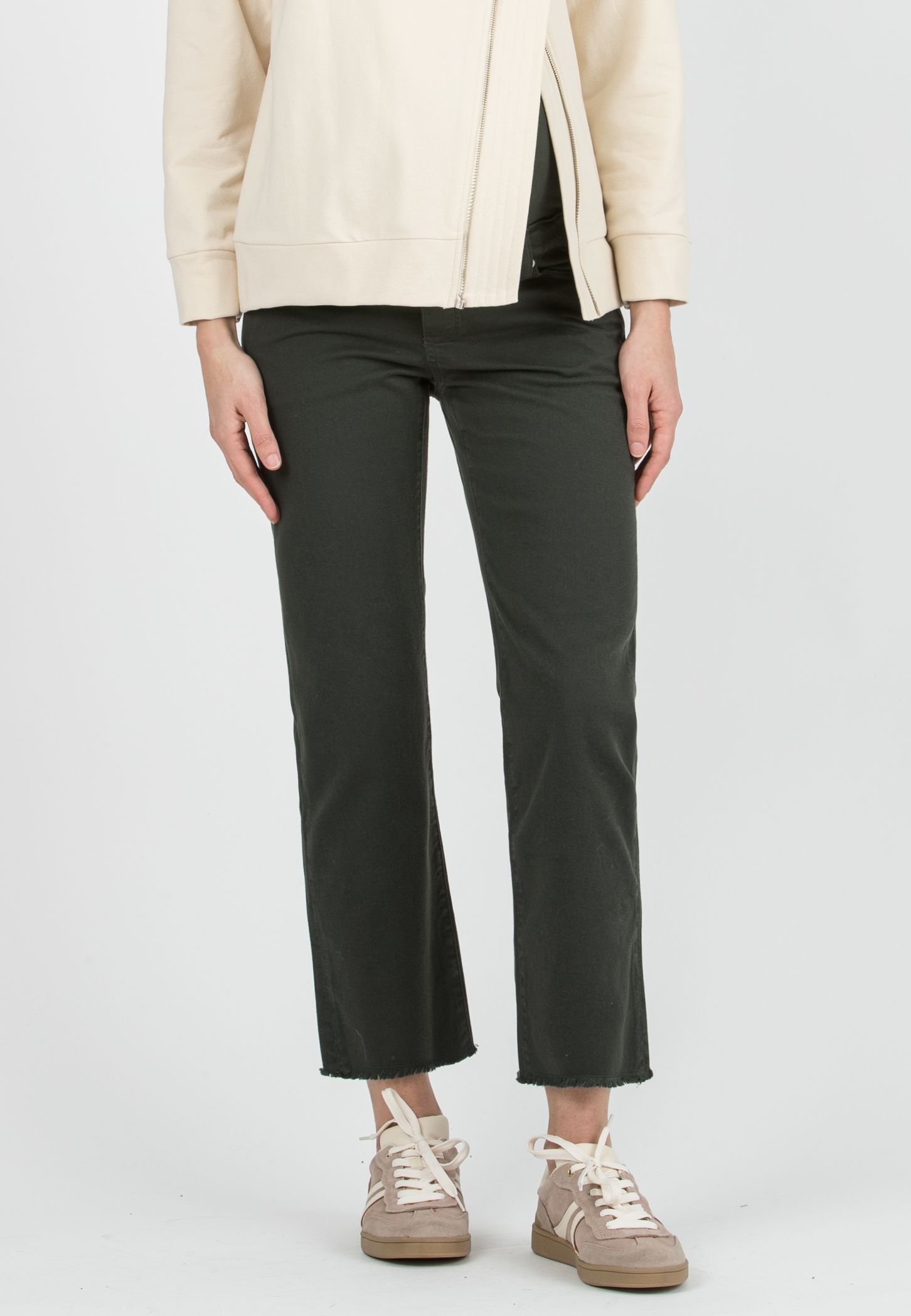 GIADA - Colorful Maternity Straight Jeans with Fringed Hem (Verde)