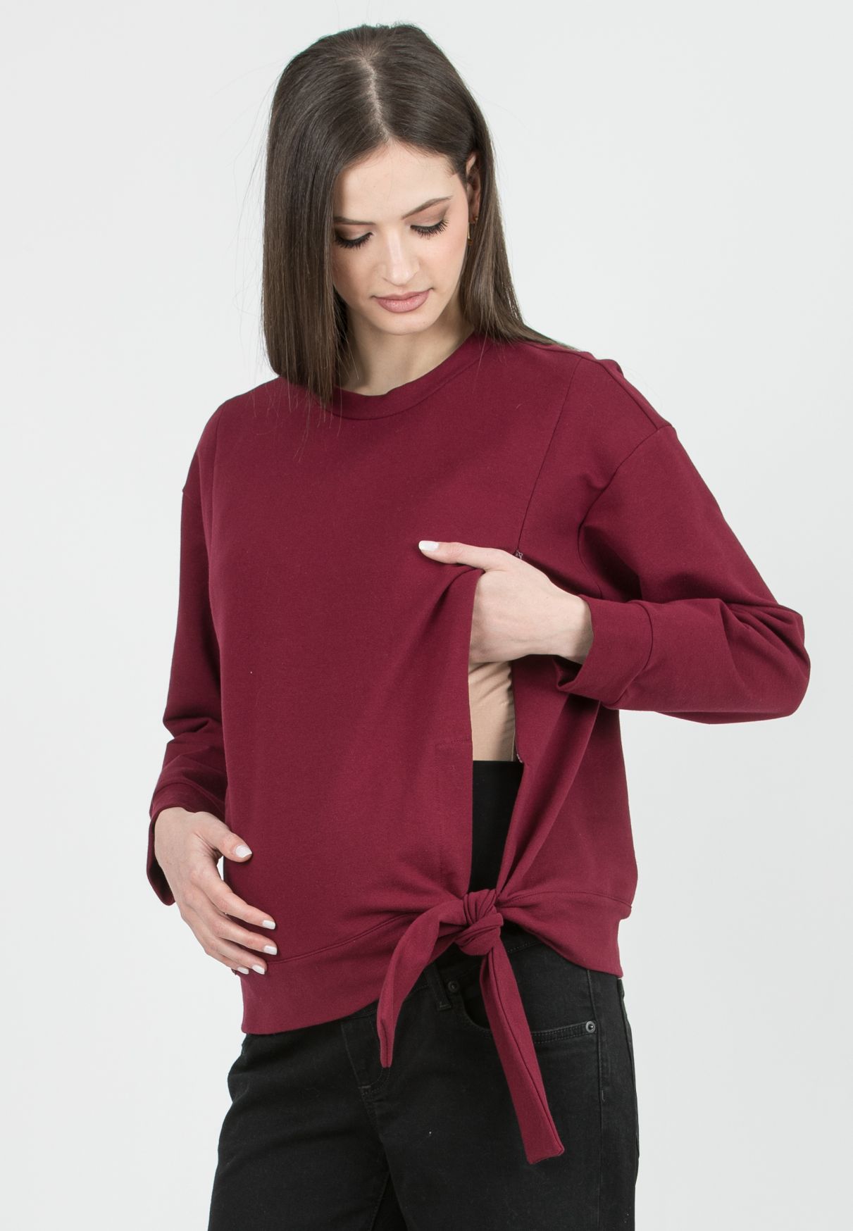 SUSI - Maternity & Nursing Sweatshirt with Hidden Zips (Prugna)