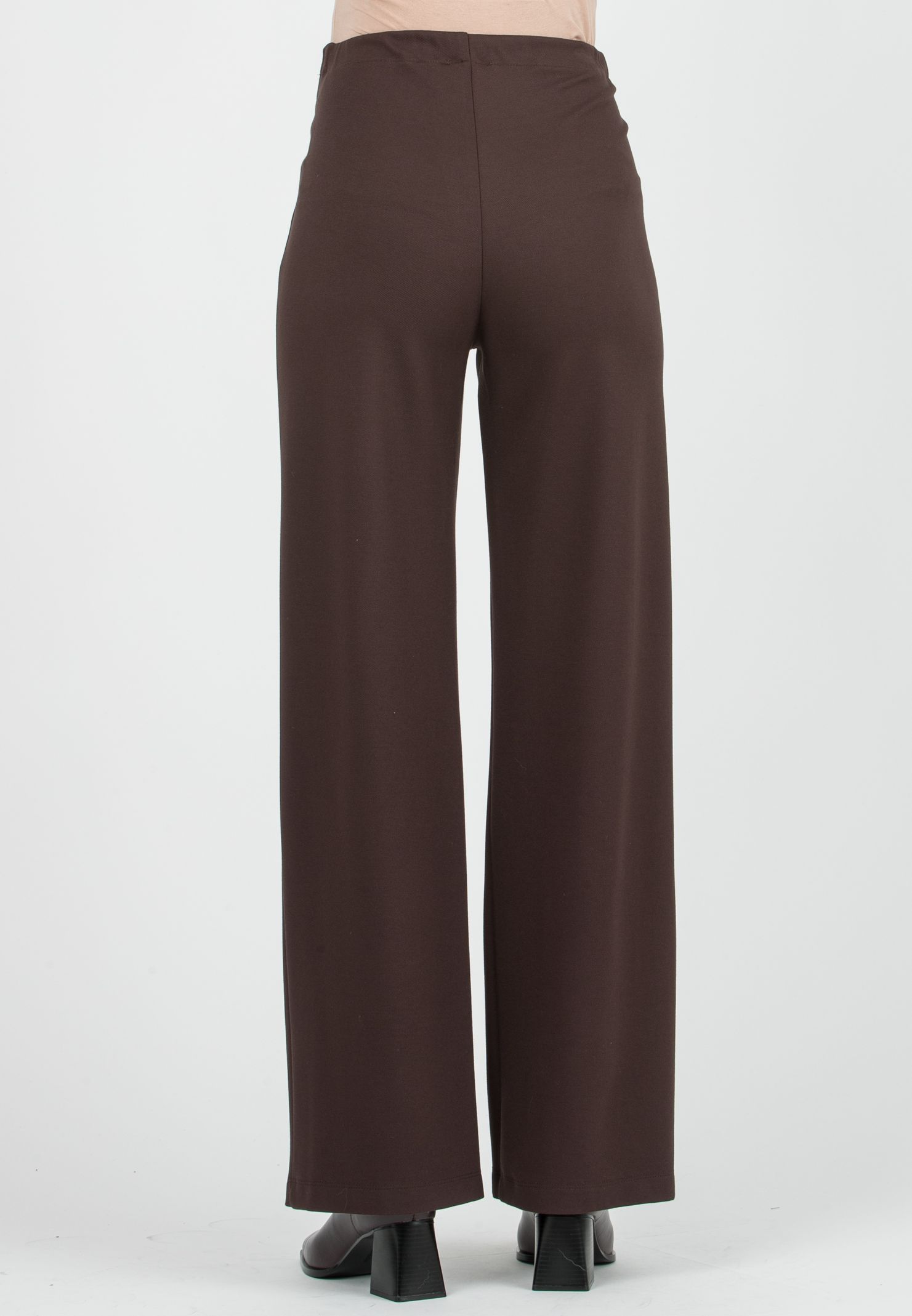 KIMBERLY - Pantalone Premaman in Punto Milano Diagonale (Marrone)