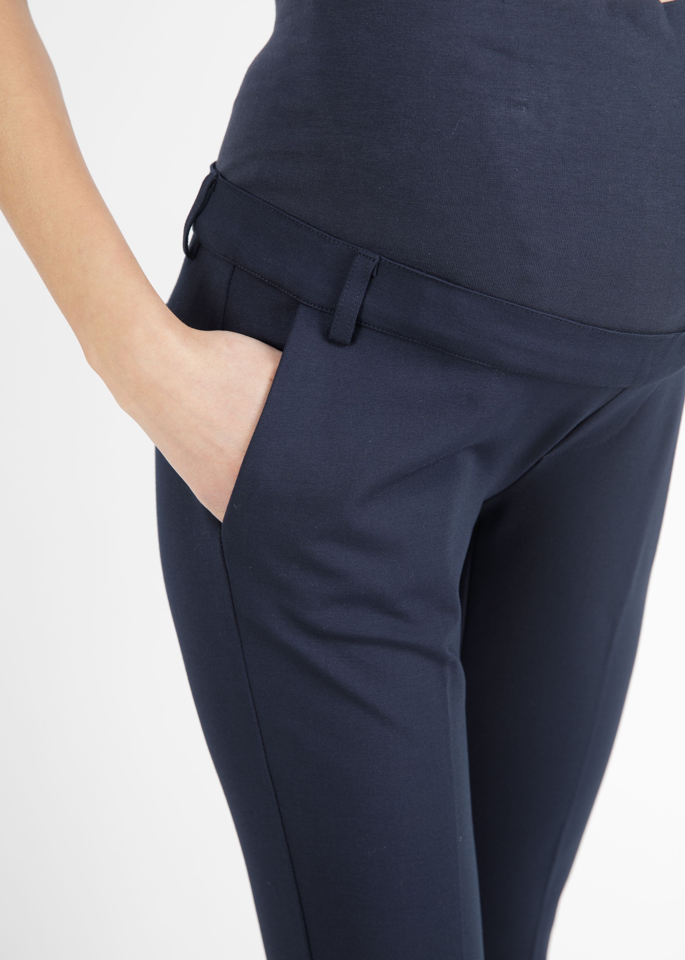 ELISA - Pantalone Premaman a Sigaretta in Punto Milano Invernale (Blu, XXS)