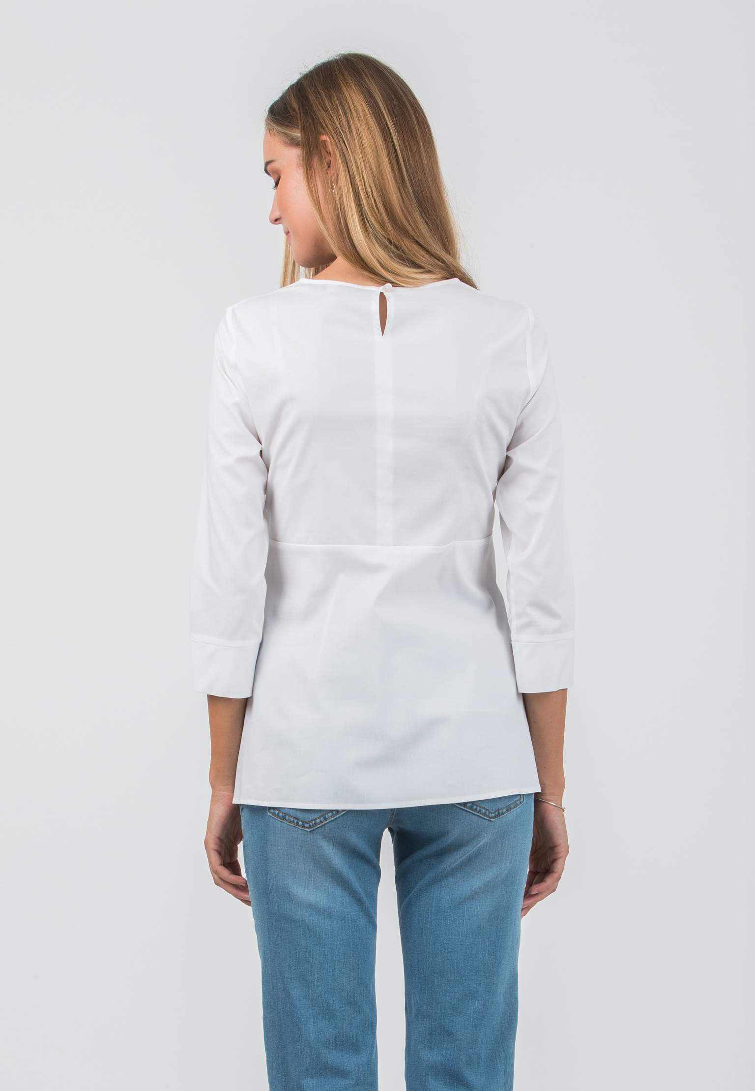 MATILDE - Poplin Maternity Blouse with Front Bow (Ivory, XS)