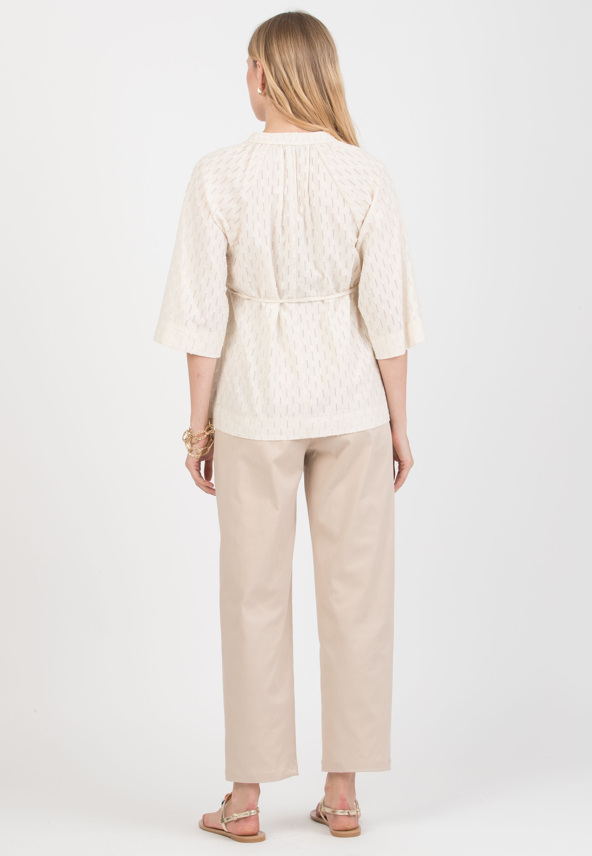 AVA - Maternity Sangallo Blouse with Adjustable Tie (Natural, XS)