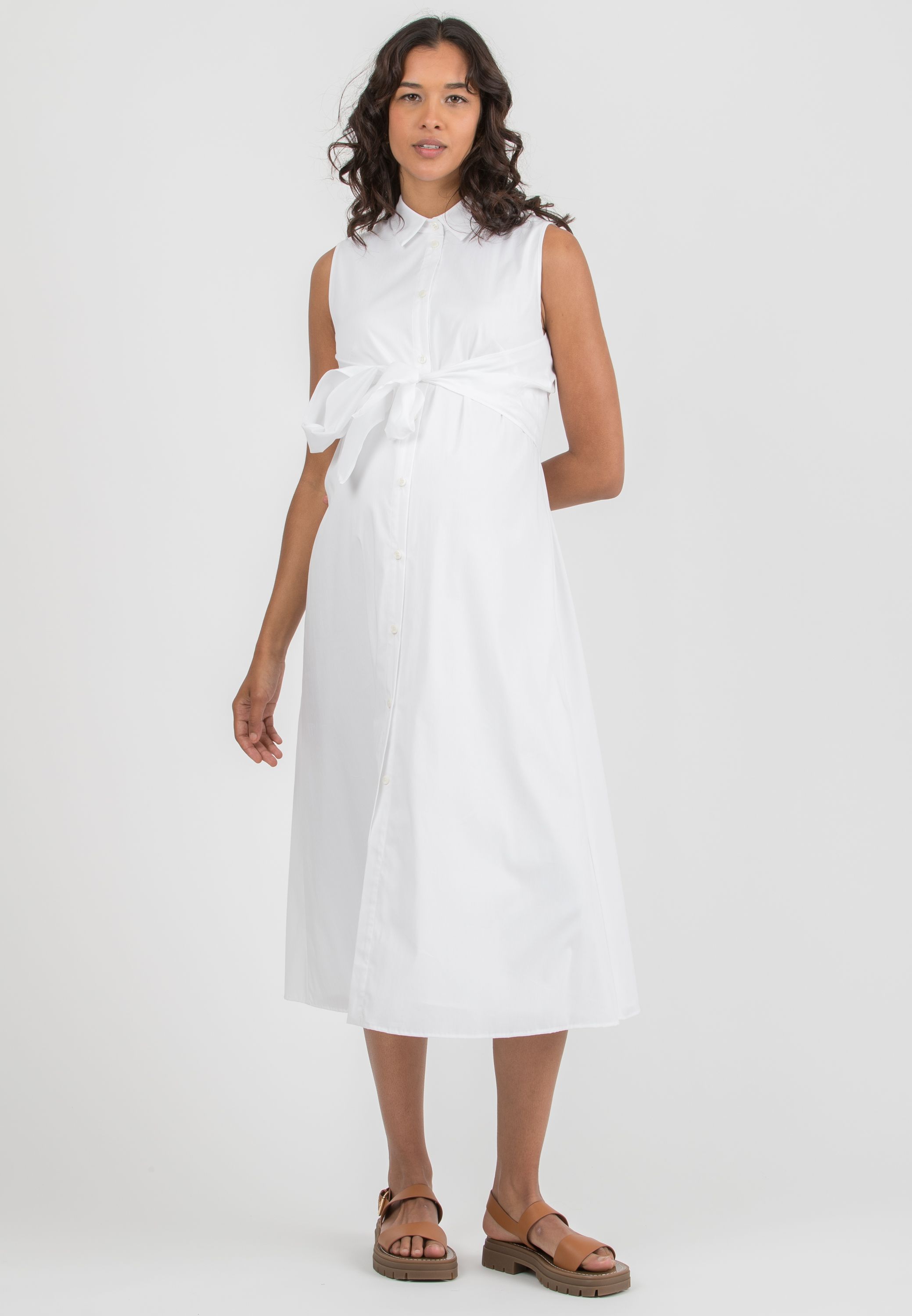 MICHELA - Abito Premaman & Allattamento Stile Camicia (Avorio, XXS)
