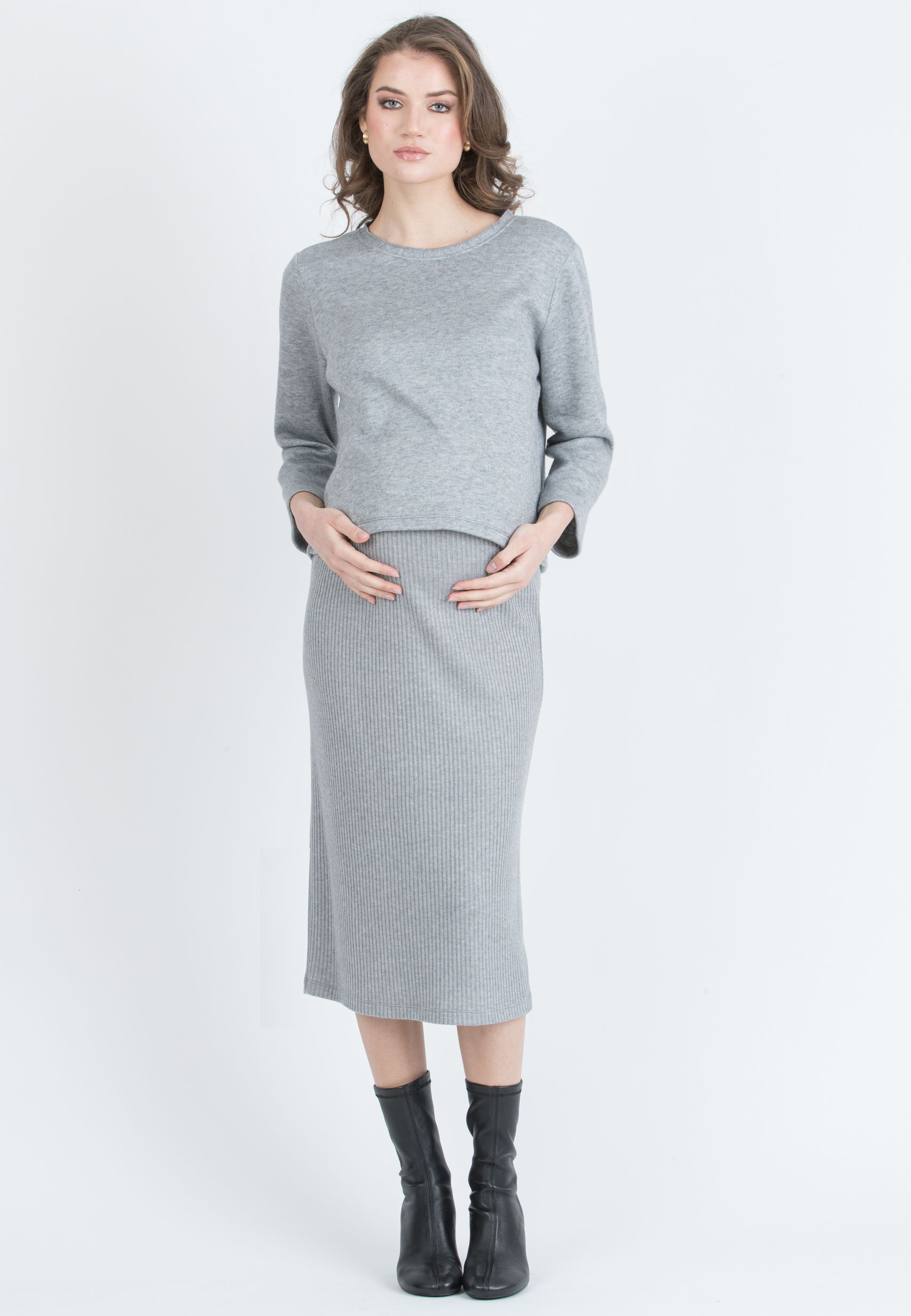 BAILEY - Maternity Sweater with Back Bow (Grigio Chiaro)