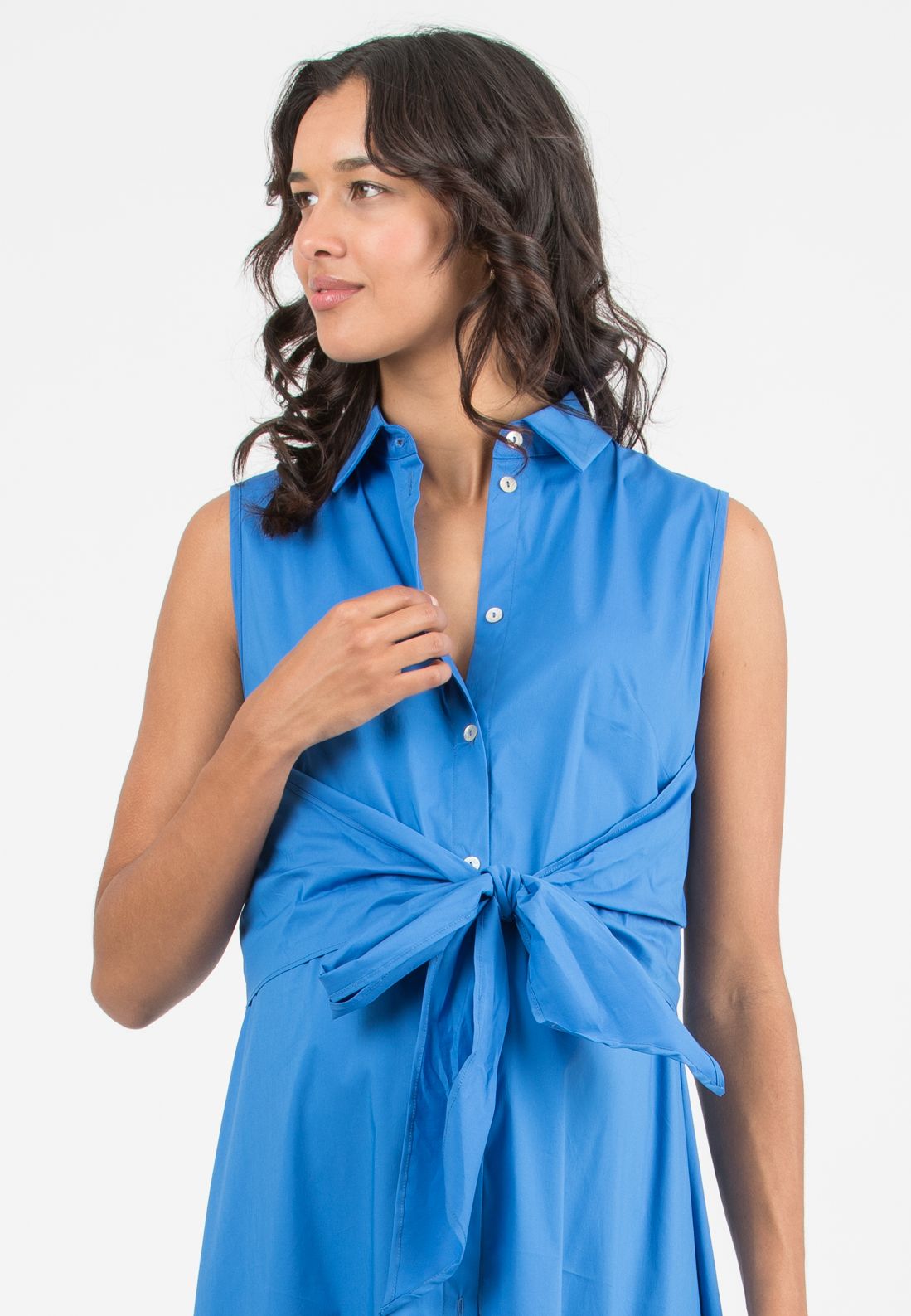 MICHELA - Abito Premaman & Allattamento Stile Camicia (Blu Cina, XXS)
