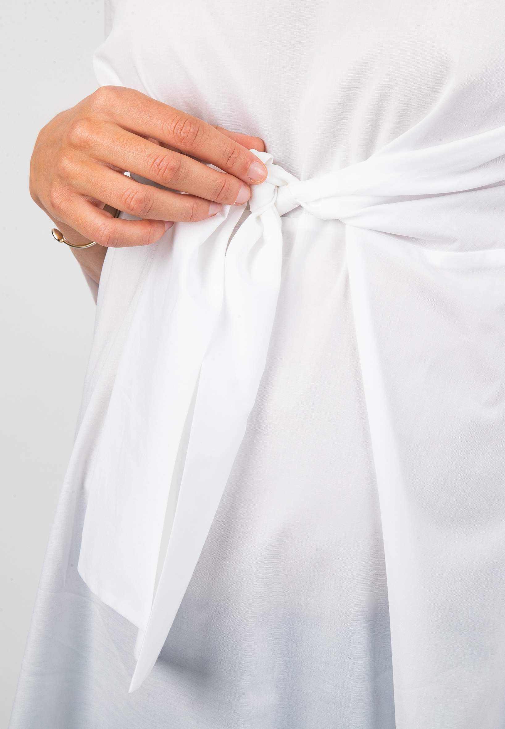 MATILDE - Poplin Maternity Blouse with Front Bow (Ivory, XS)