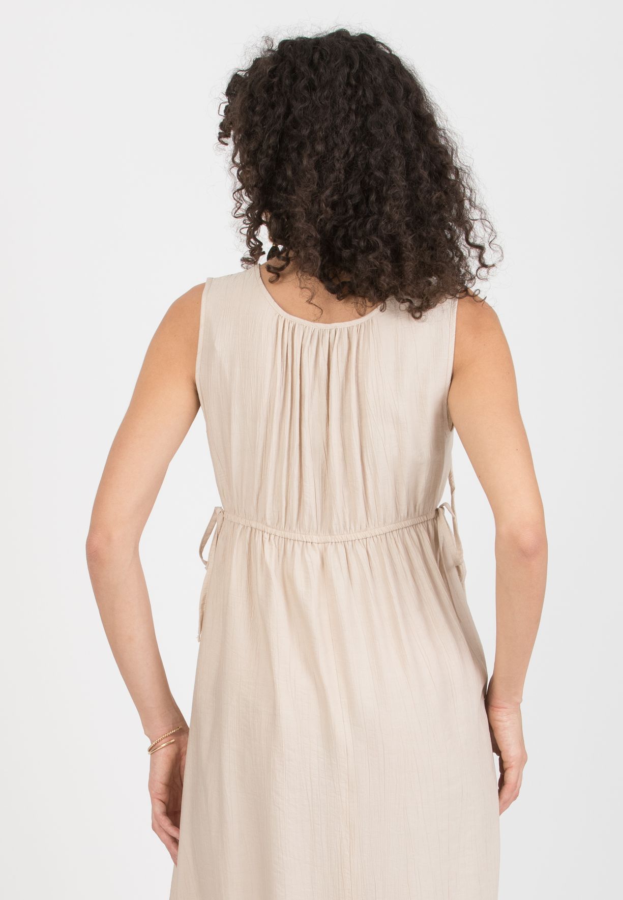 DEVA – Maternity & Nursing Dress in Viscose Crepe with Crossover Neckline (Naturale)