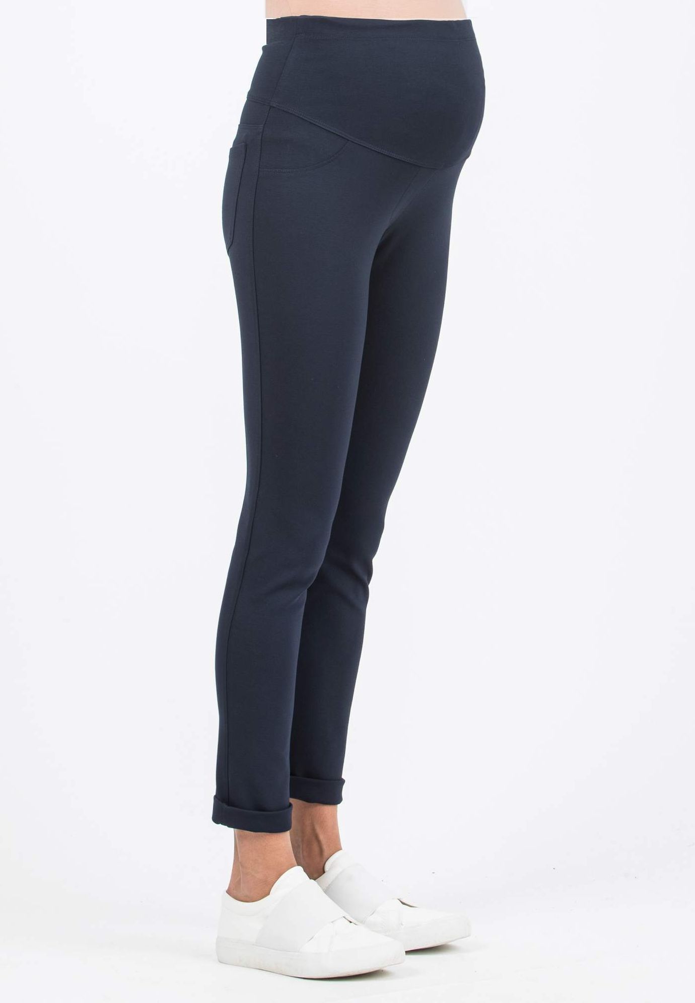 LUNA - Slim Fit Maternity Trousers in Warm Super-Stretch Ponte di Roma (Blue, XS)