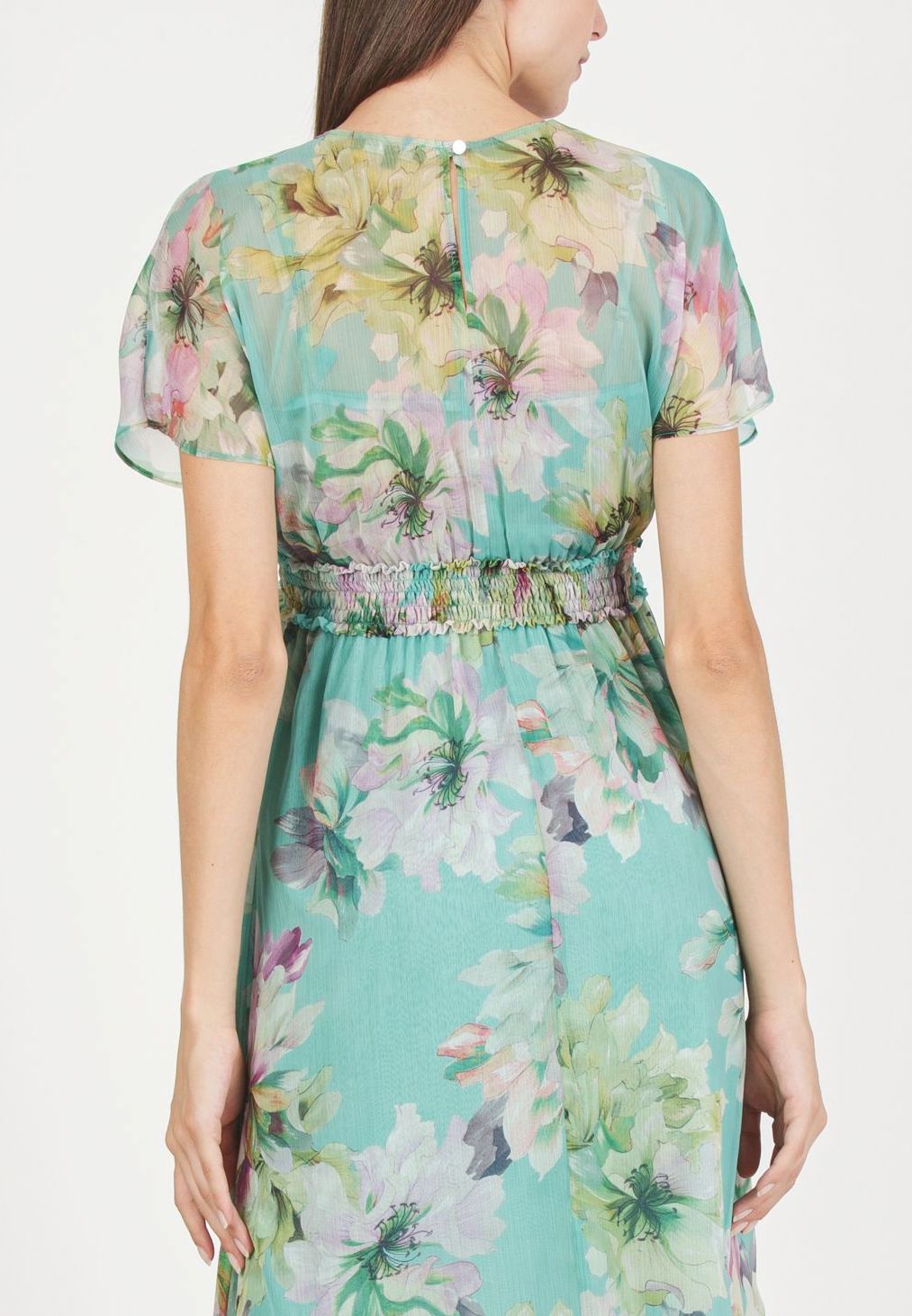 HOLLY - Maternity & Nursing Dress with Crossed Neckline and Asymmetric Hem (Aqua, XS)