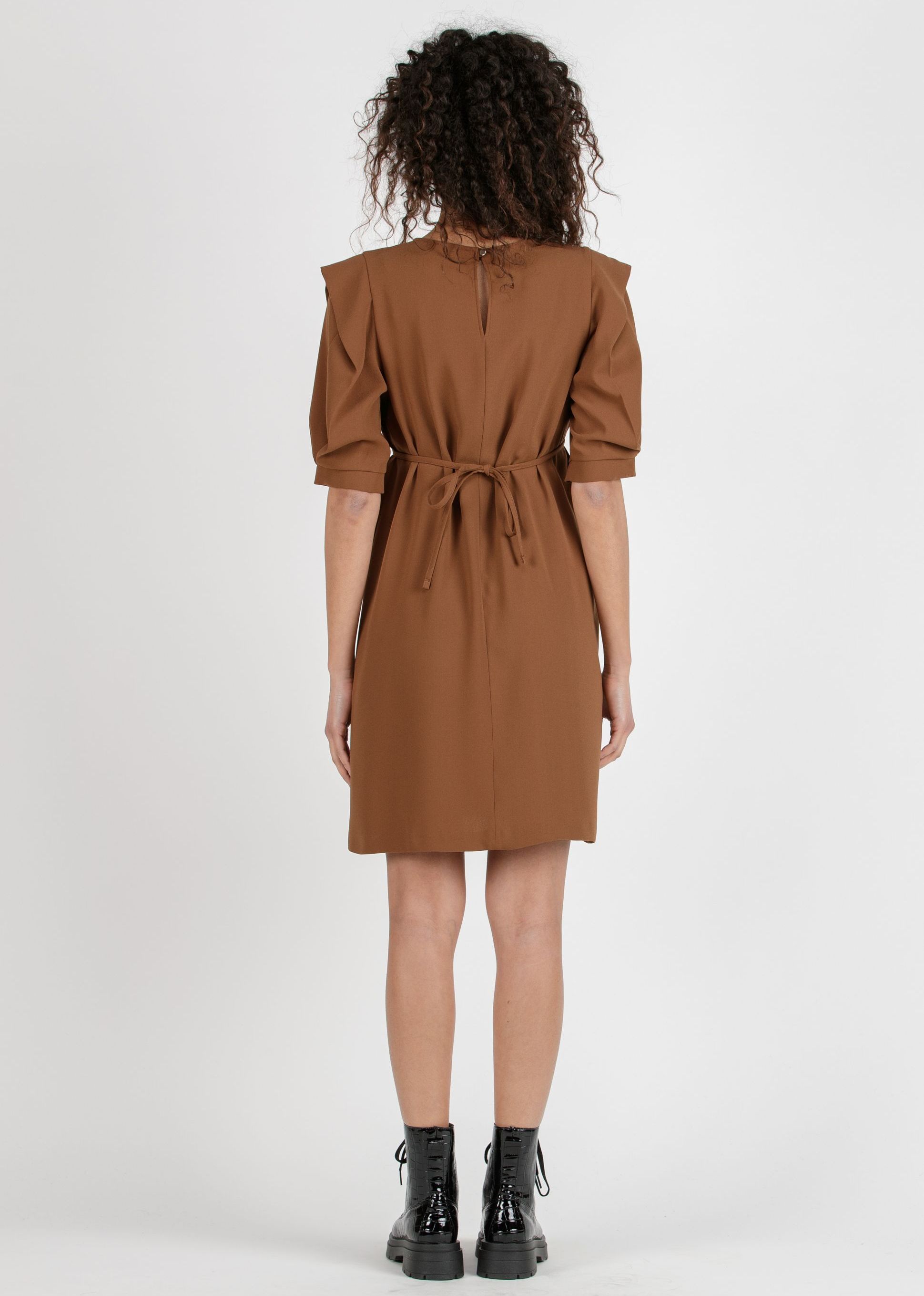 SAMANTHA - Maternity Dress with Petal Sleeves (Caramello, XS)