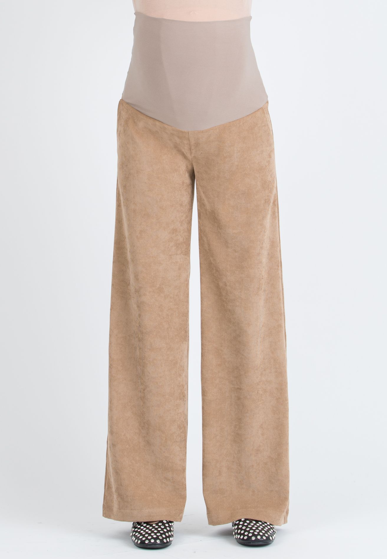 WINONA V - Palazzo Maternity Trousers in Soft Corduroy (Cammello)