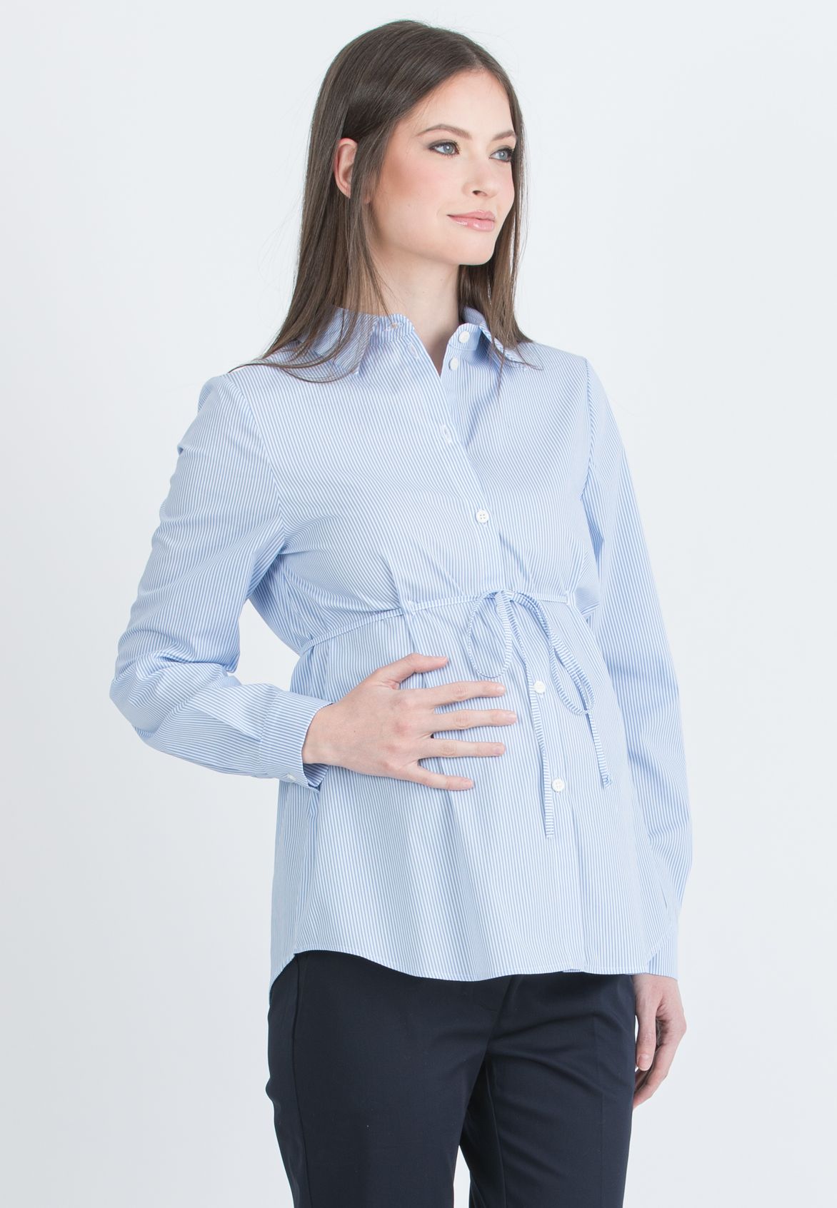IMMA - Maternity Shirt with Drawstring (Blue, XS)
