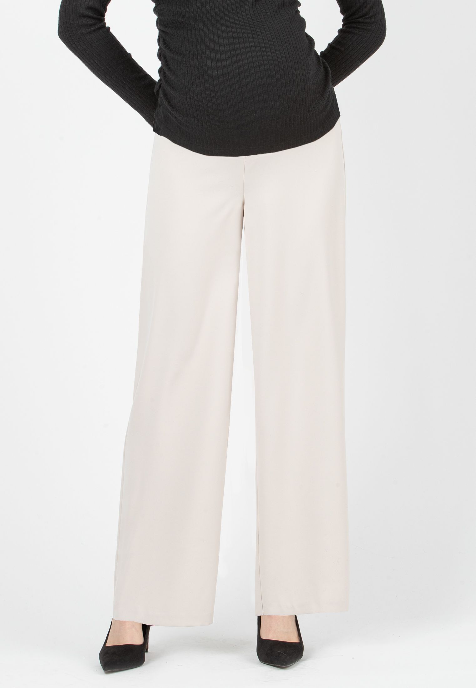 KIMBERLY - Pantalone Premaman Palazzo in Cadì (Naturale, XS)