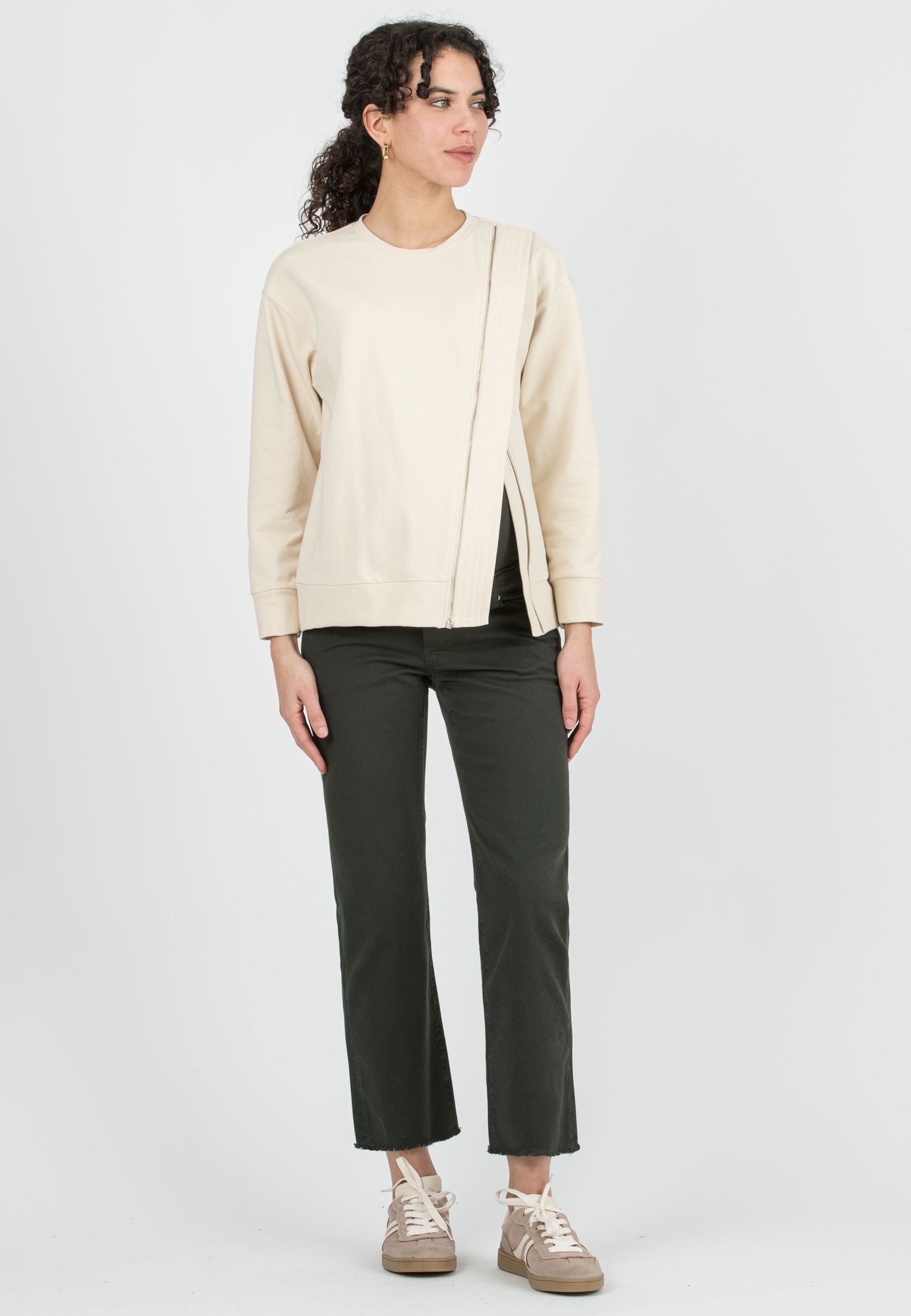 GIADA - Colorful Maternity Straight Jeans with Fringed Hem (Verde)